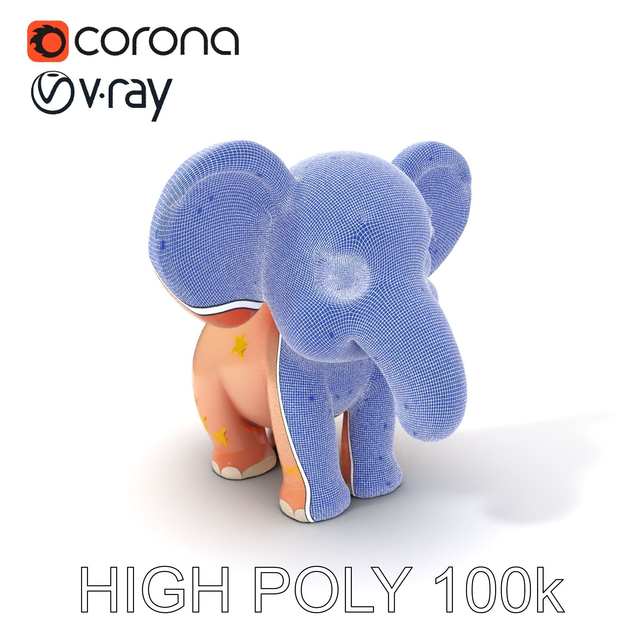 Cartoon Elephant Model Pack for Animation and Games Low-poly 3D model_3