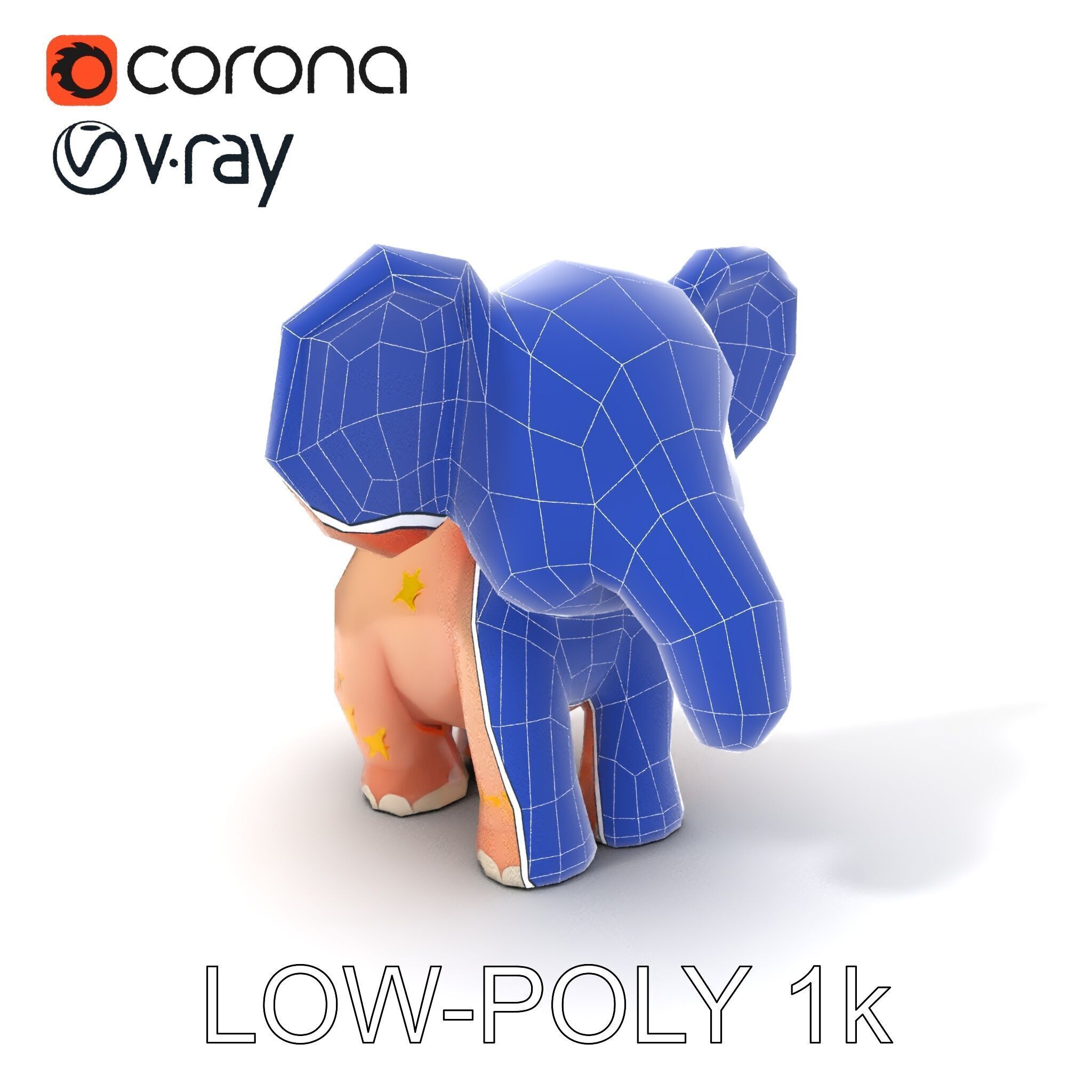 Cartoon Elephant Model Pack for Animation and Games Low-poly 3D model_30