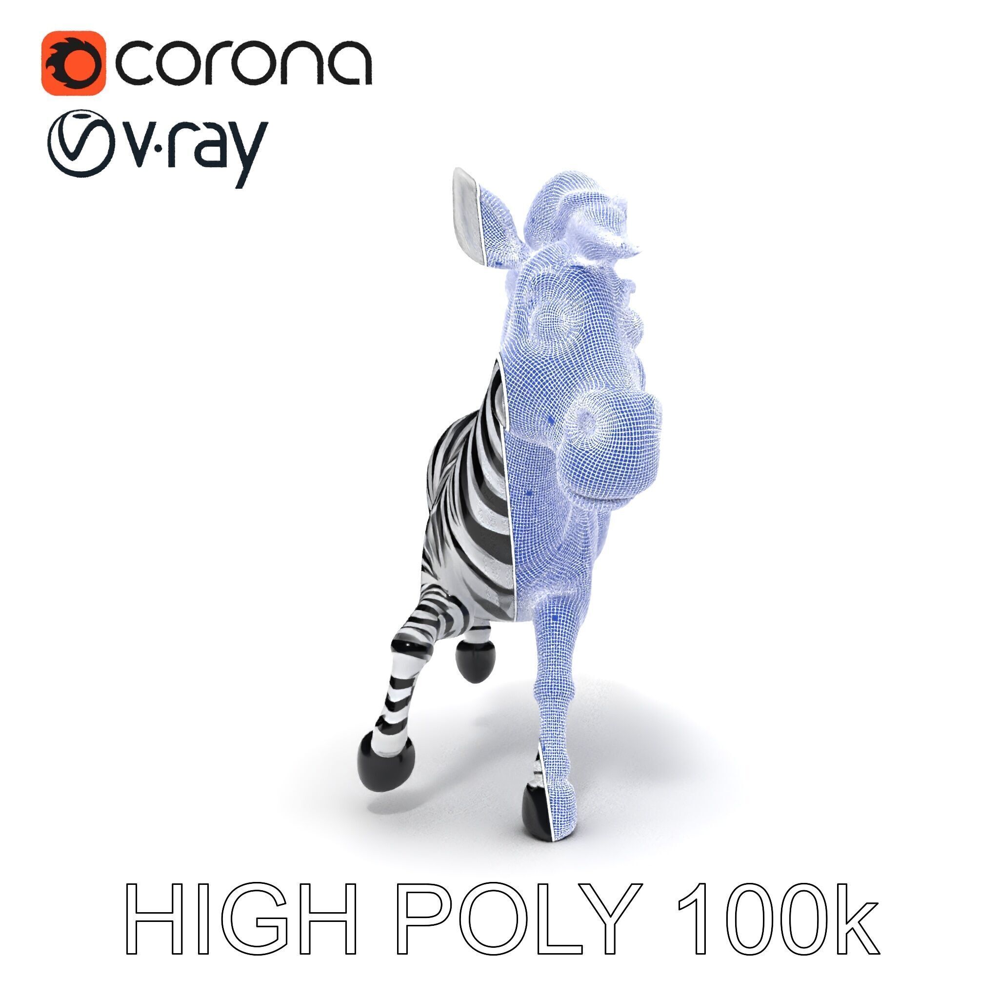 Cartoon Zebra Model Pack with Detailed Textures Low-poly 3D model_20