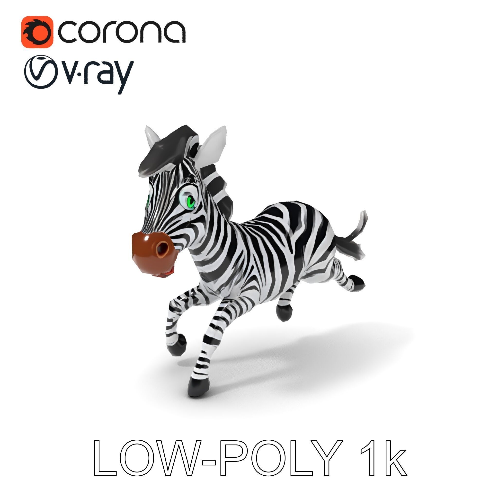 Cartoon Zebra Model Pack with Detailed Textures Low-poly 3D model_14