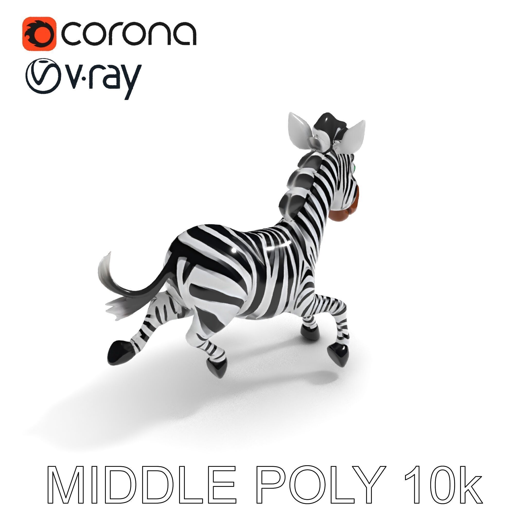 Cartoon Zebra Model Pack with Detailed Textures Low-poly 3D model_8