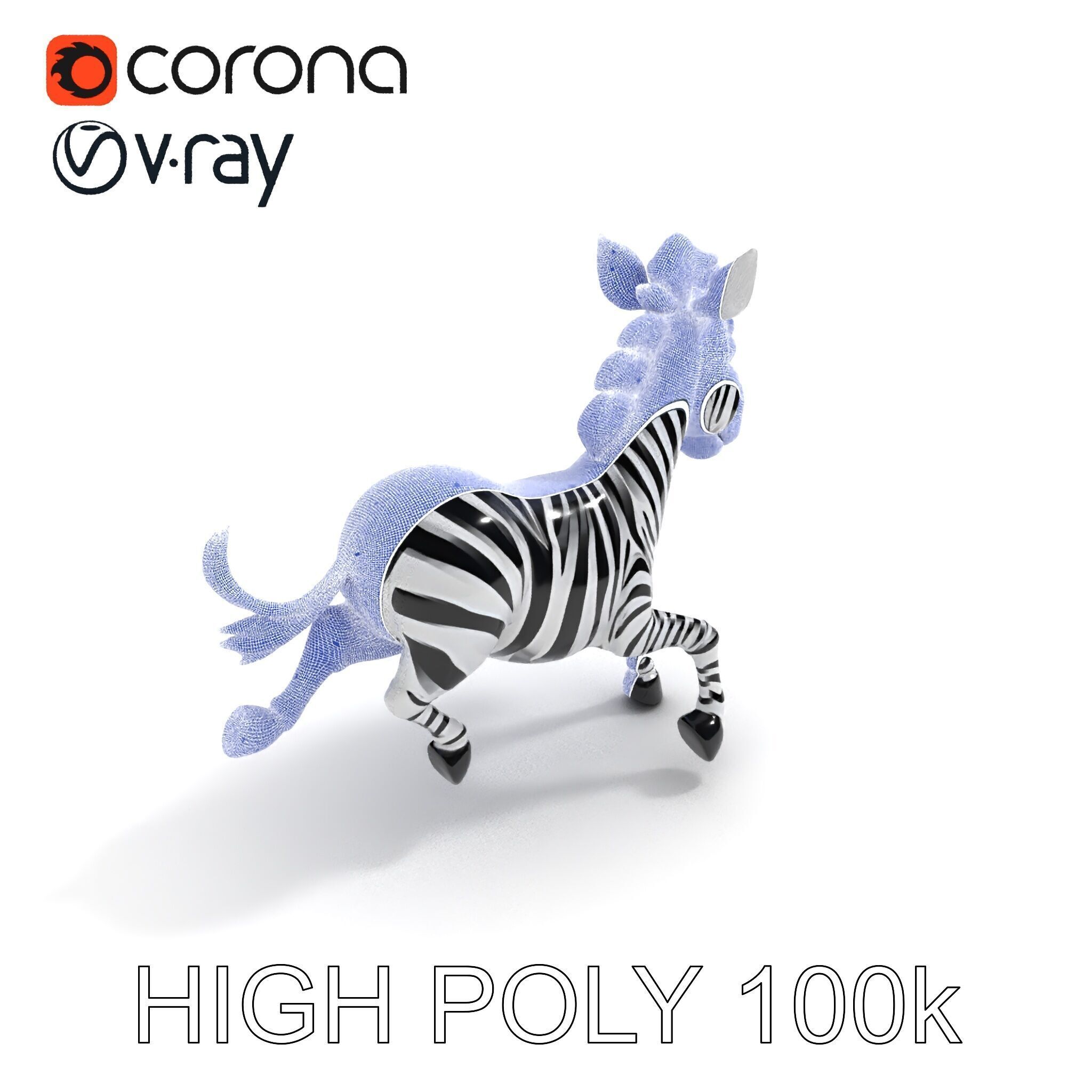 Cartoon Zebra Model Pack with Detailed Textures Low-poly 3D model_34