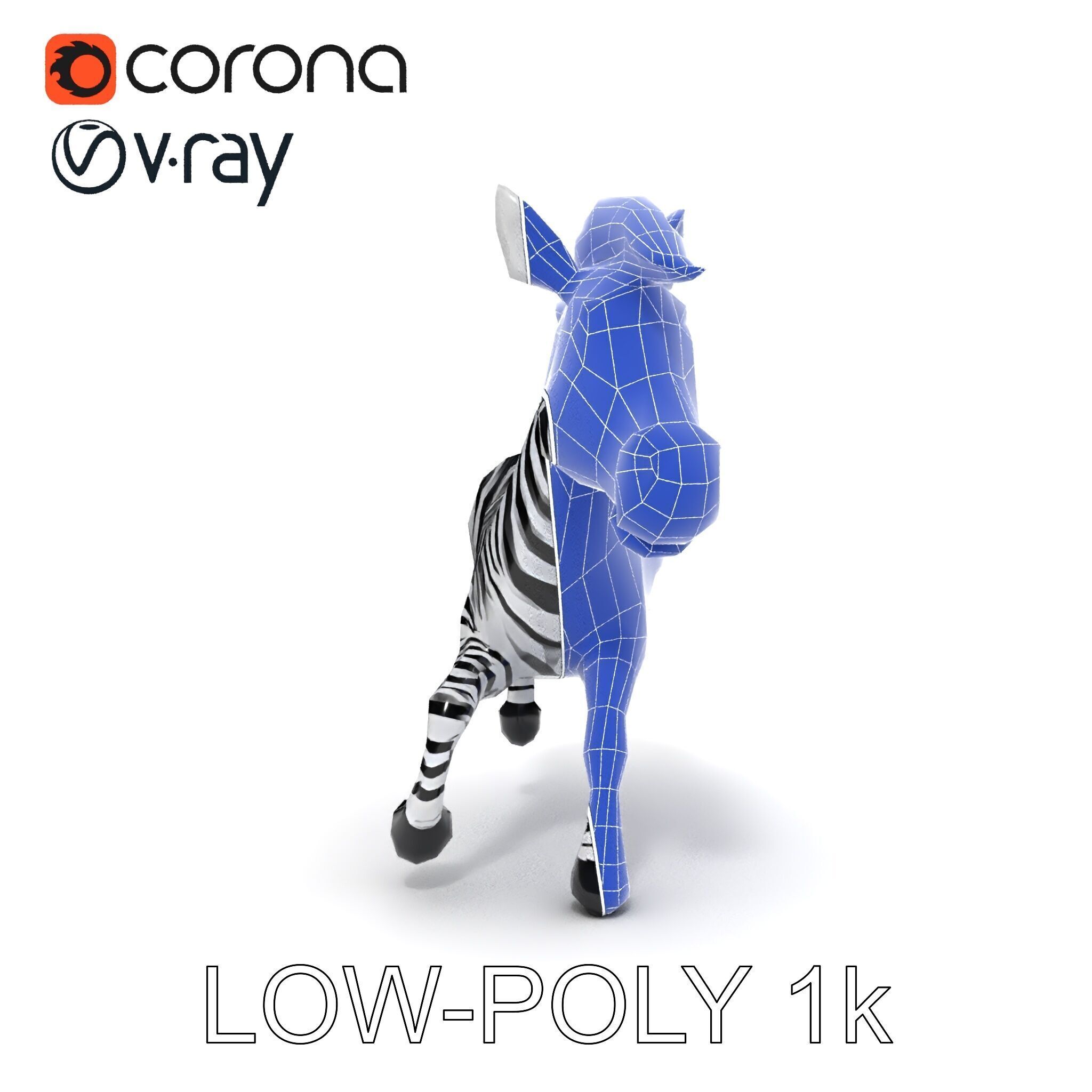 Cartoon Zebra Model Pack with Detailed Textures Low-poly 3D model_9