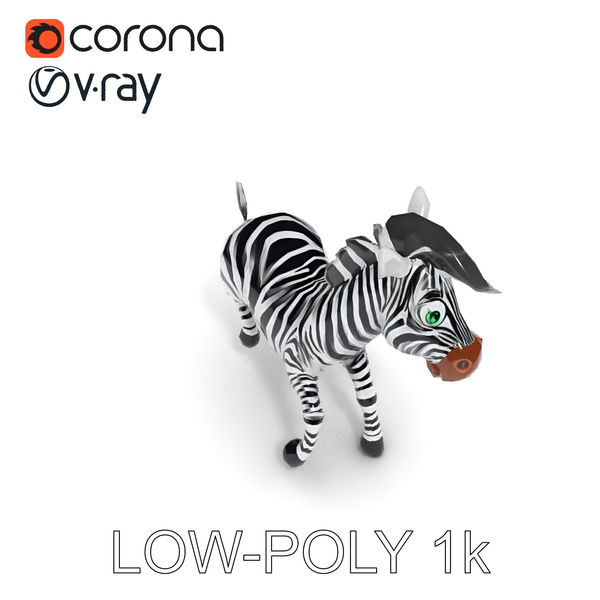 Cartoon Zebra Model Pack with Detailed Textures Low-poly 3D model_30