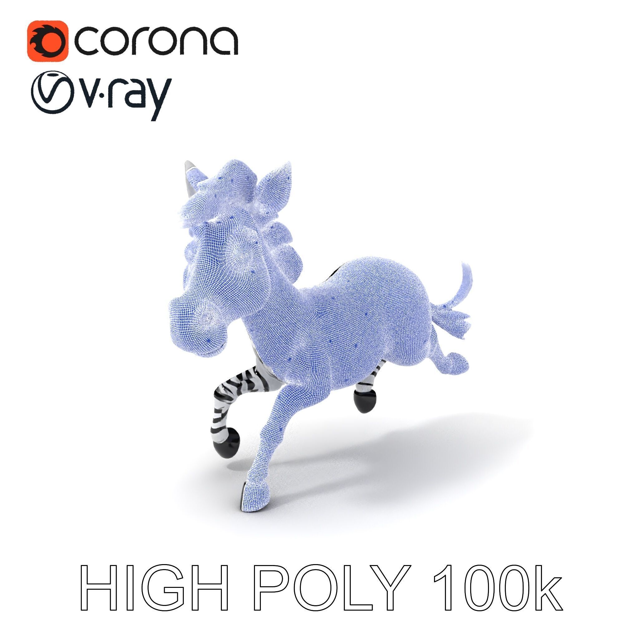 Cartoon Zebra Model Pack with Detailed Textures Low-poly 3D model_3