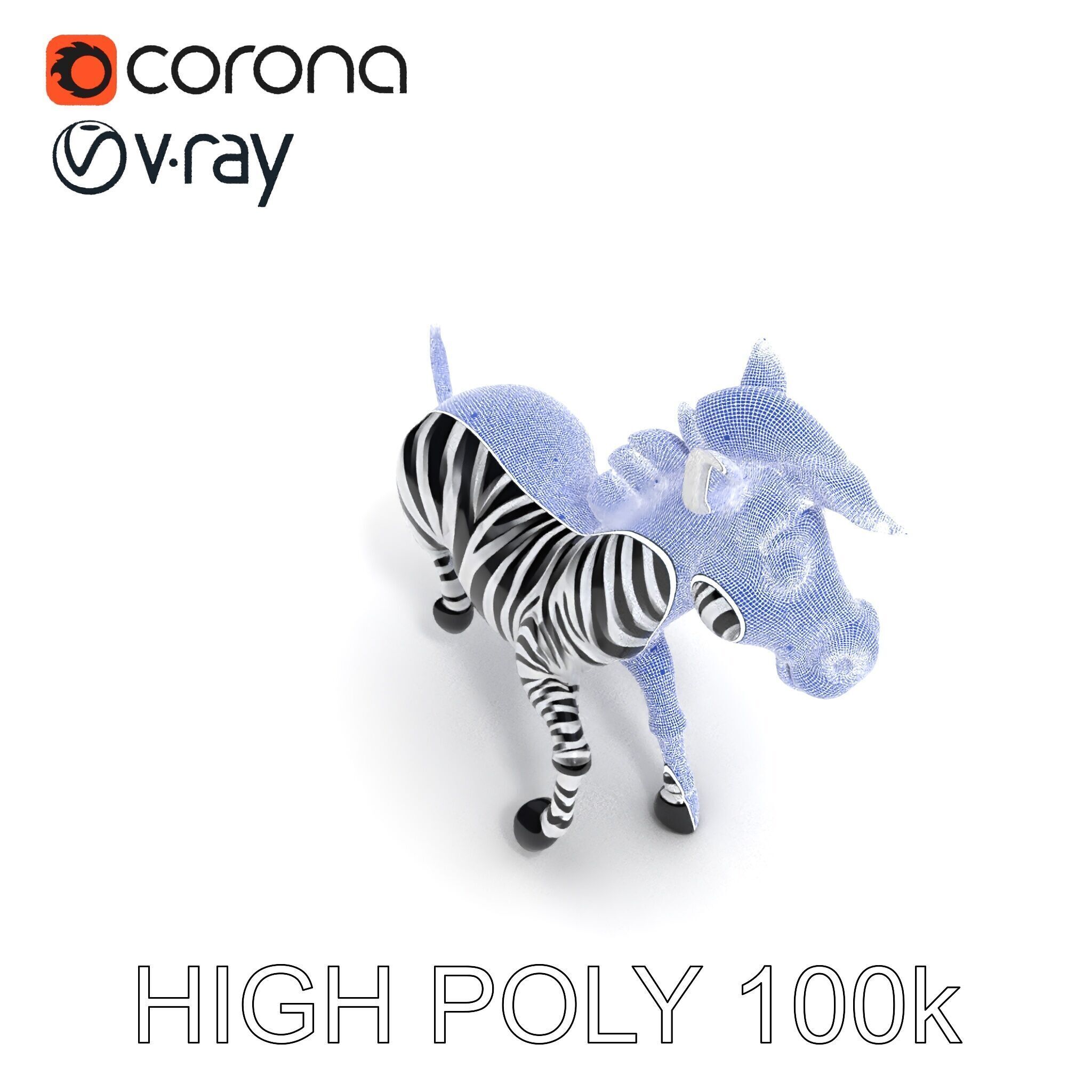Cartoon Zebra Model Pack with Detailed Textures Low-poly 3D model_12