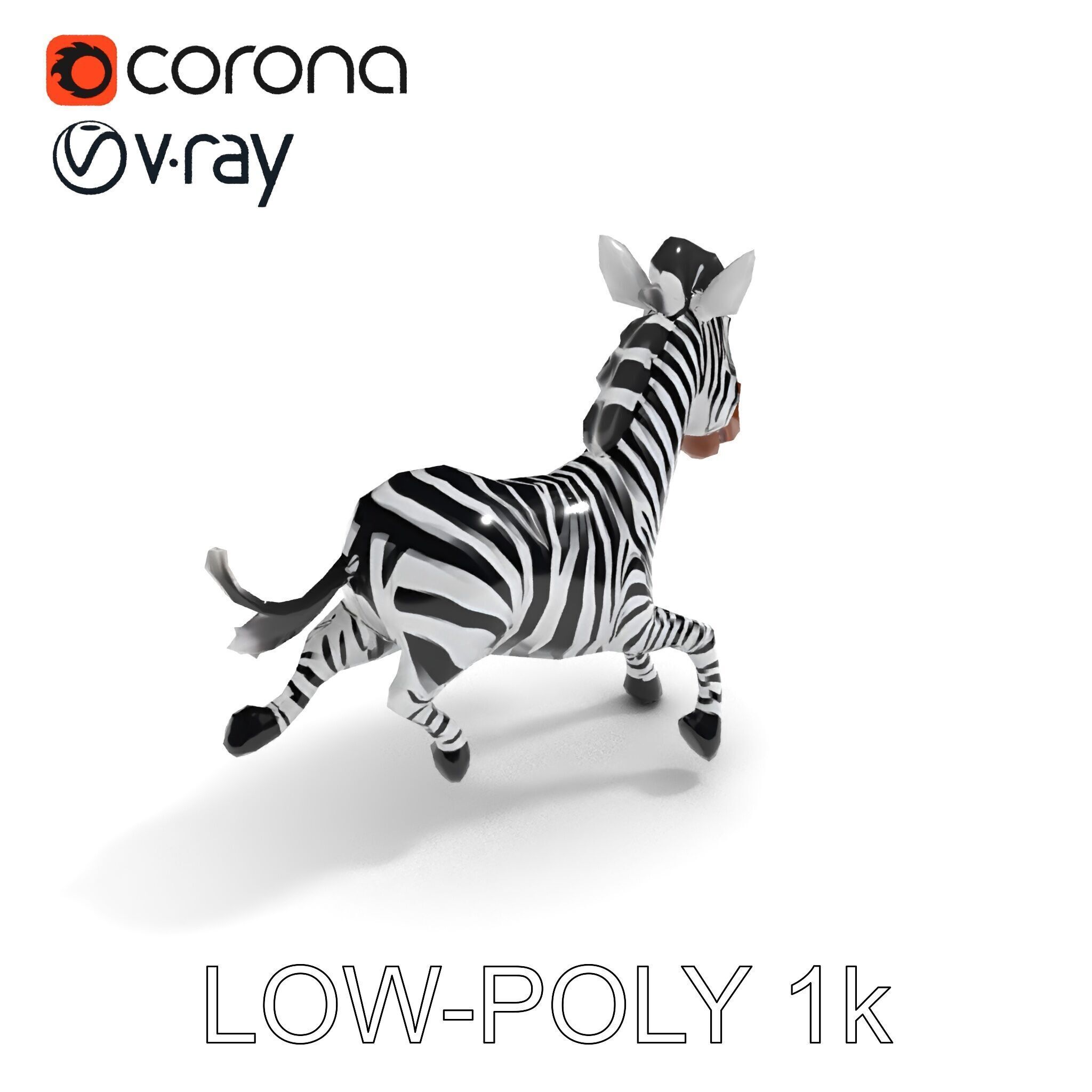 Cartoon Zebra Model Pack with Detailed Textures Low-poly 3D model_27