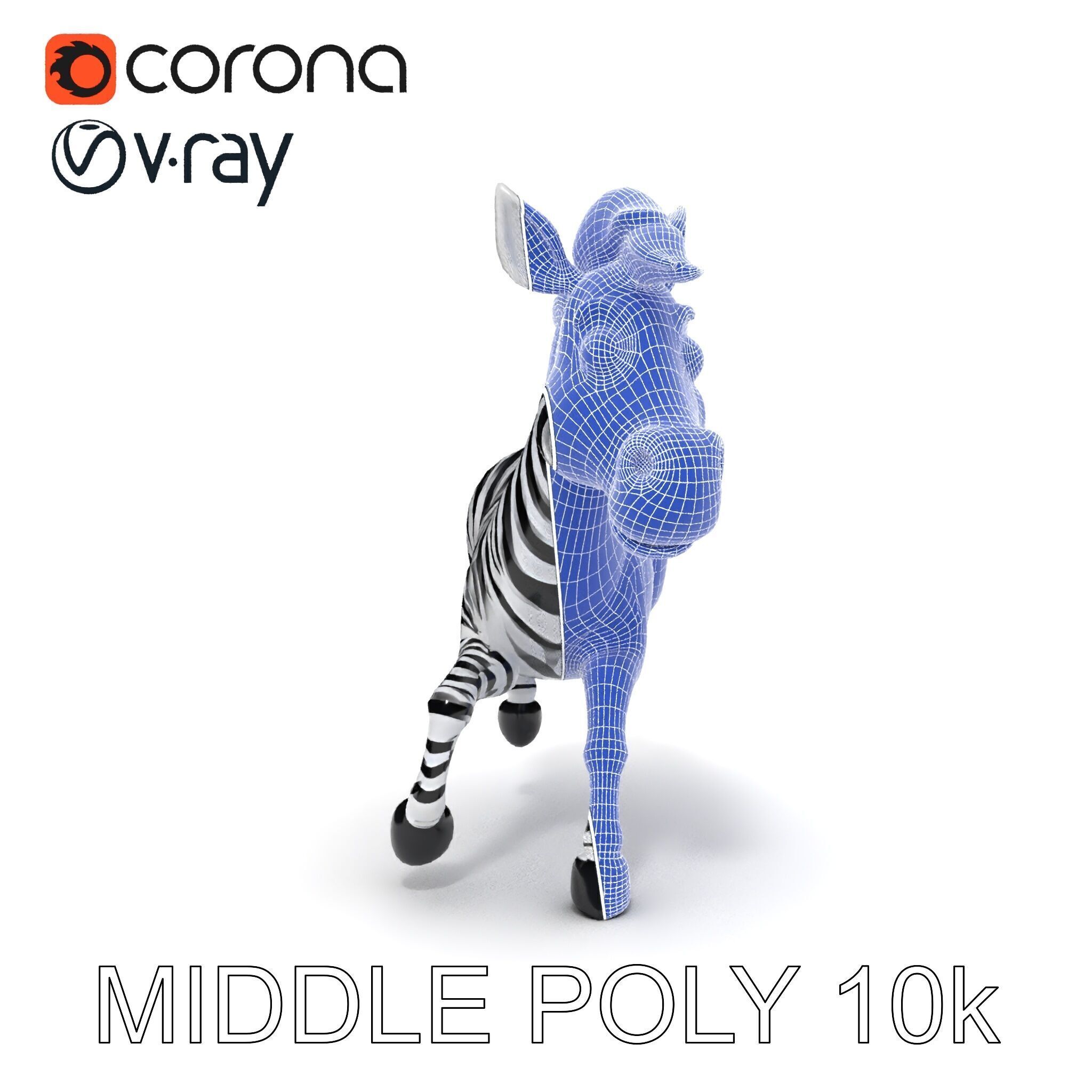 Cartoon Zebra Model Pack with Detailed Textures Low-poly 3D model_13