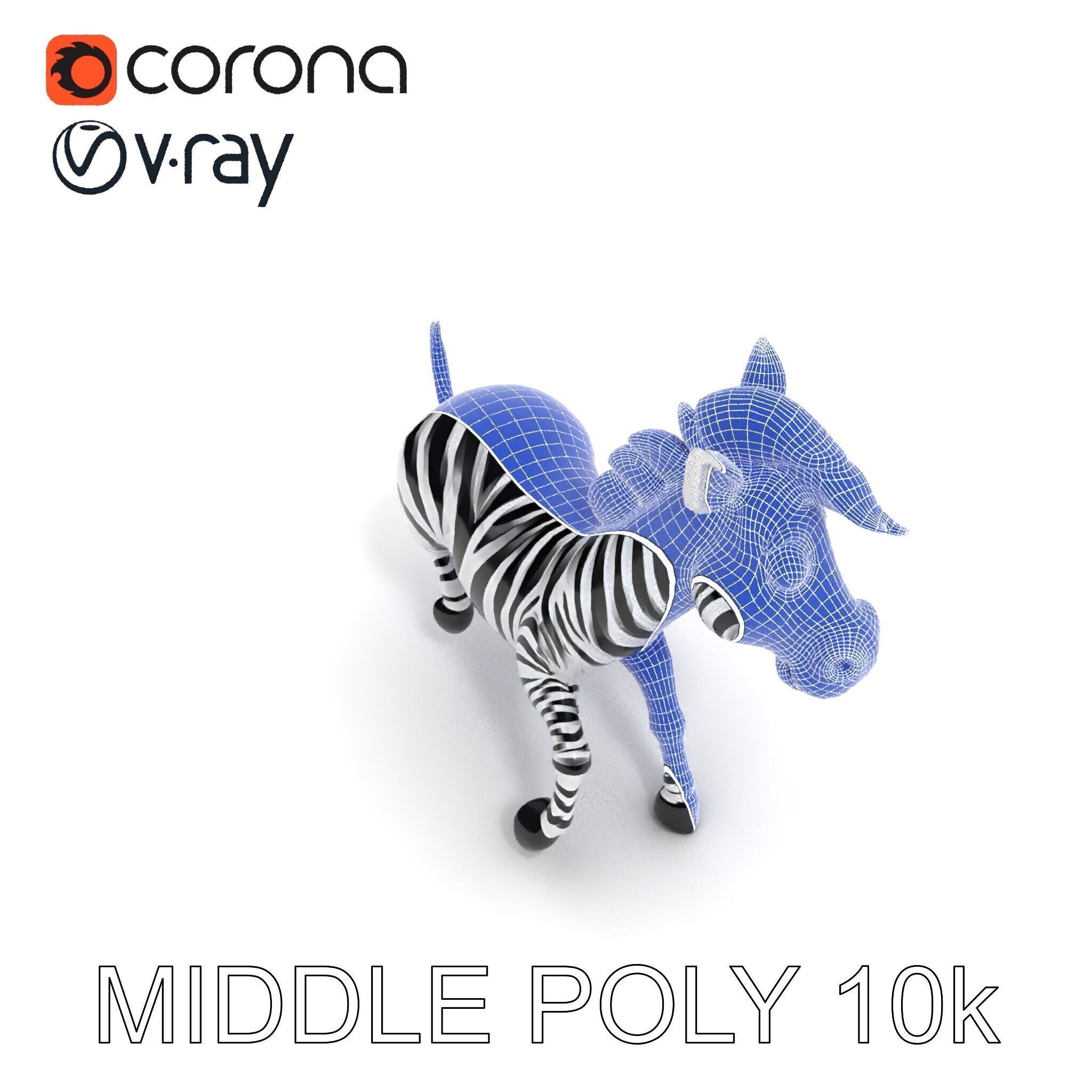 Cartoon Zebra Model Pack with Detailed Textures Low-poly 3D model_21