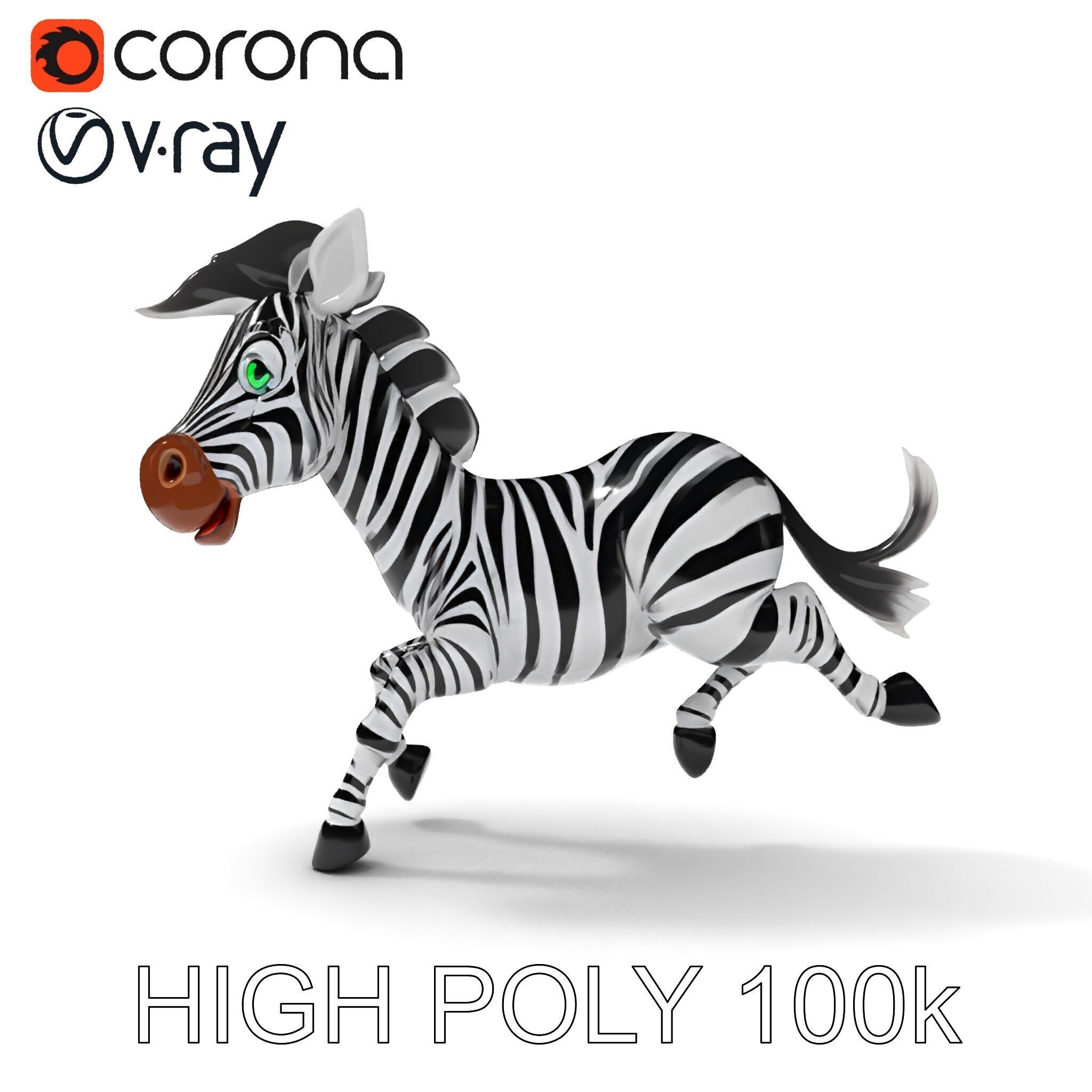 Cartoon Zebra Model Pack with Detailed Textures Low-poly 3D model_31