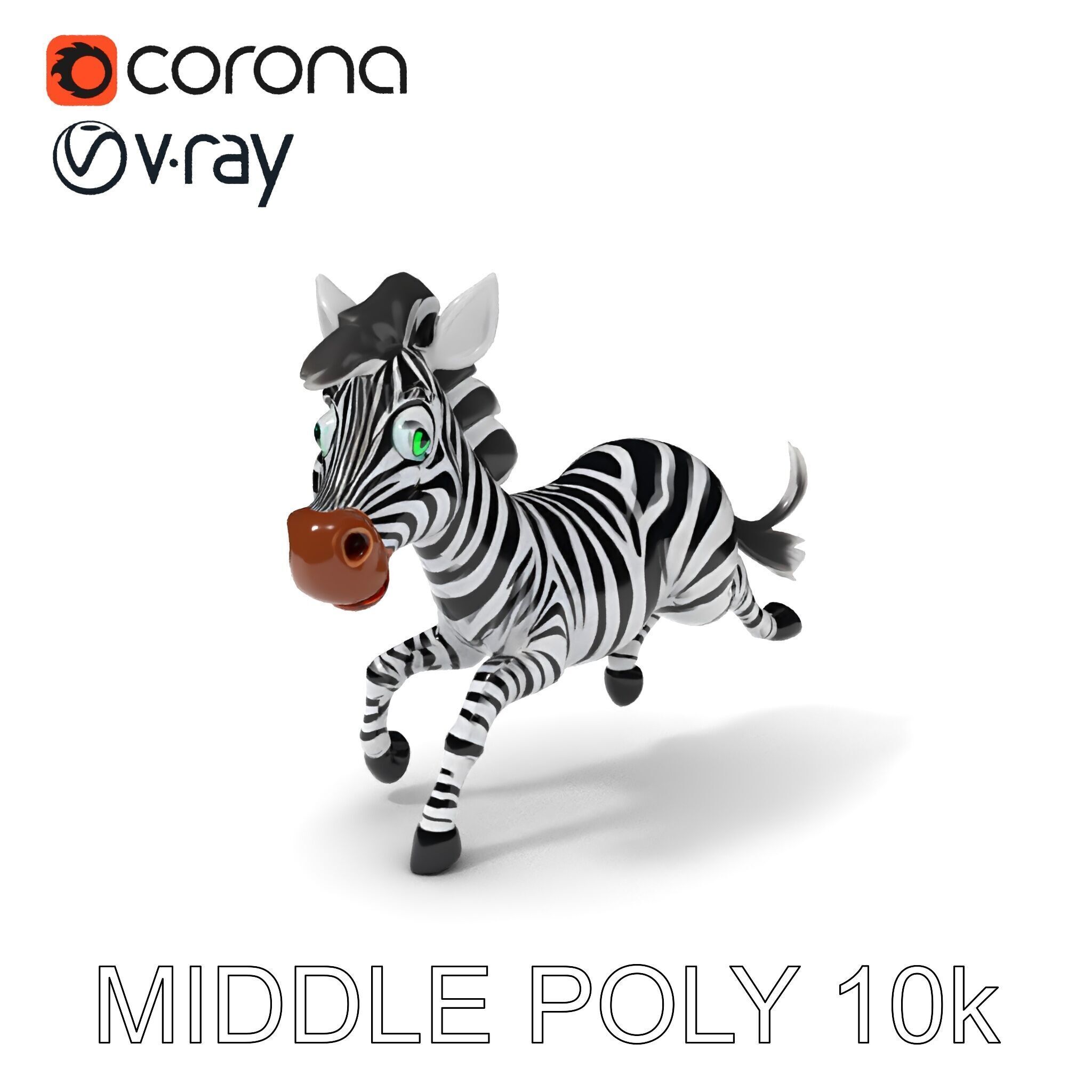 Cartoon Zebra Model Pack with Detailed Textures Low-poly 3D model_10