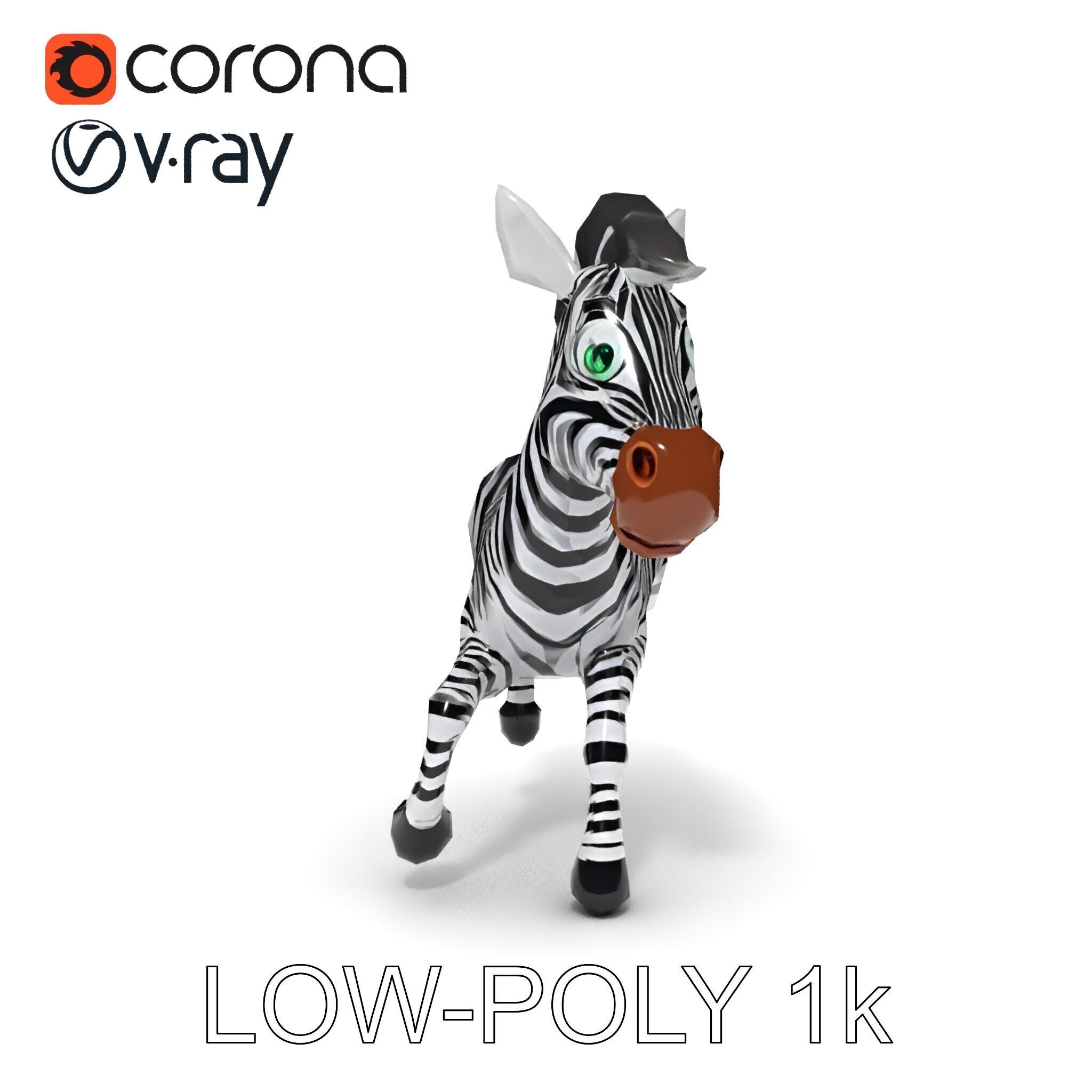 Cartoon Zebra Model Pack with Detailed Textures Low-poly 3D model_7