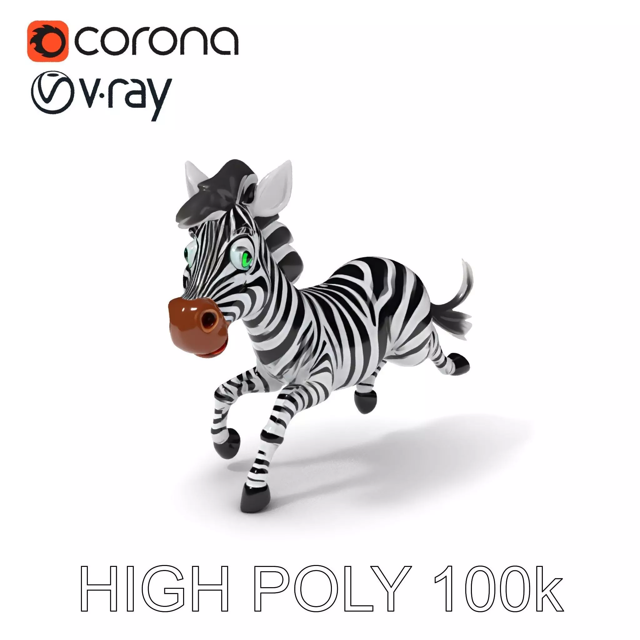 Cartoon Zebra Model Pack with Detailed Textures Low-poly 3D model_0