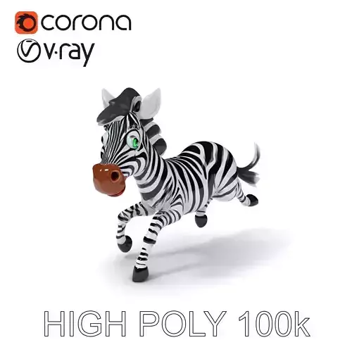 Cartoon Zebra Model Pack with Detailed Textures Low-poly 3D model