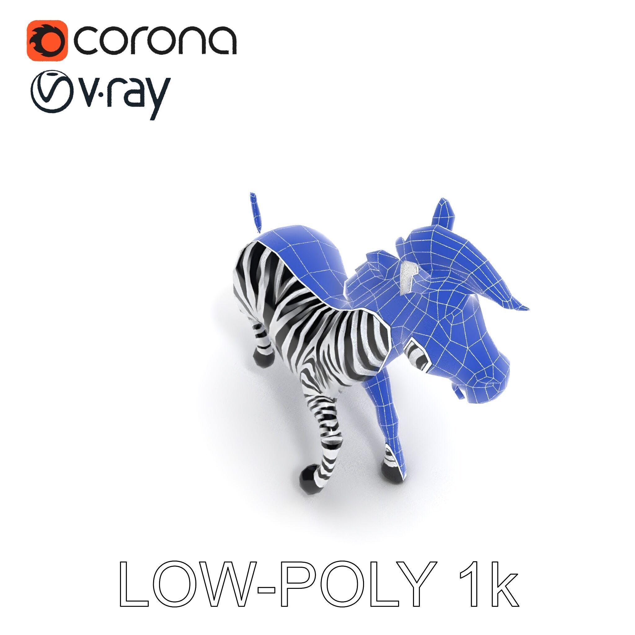 Cartoon Zebra Model Pack with Detailed Textures Low-poly 3D model_24