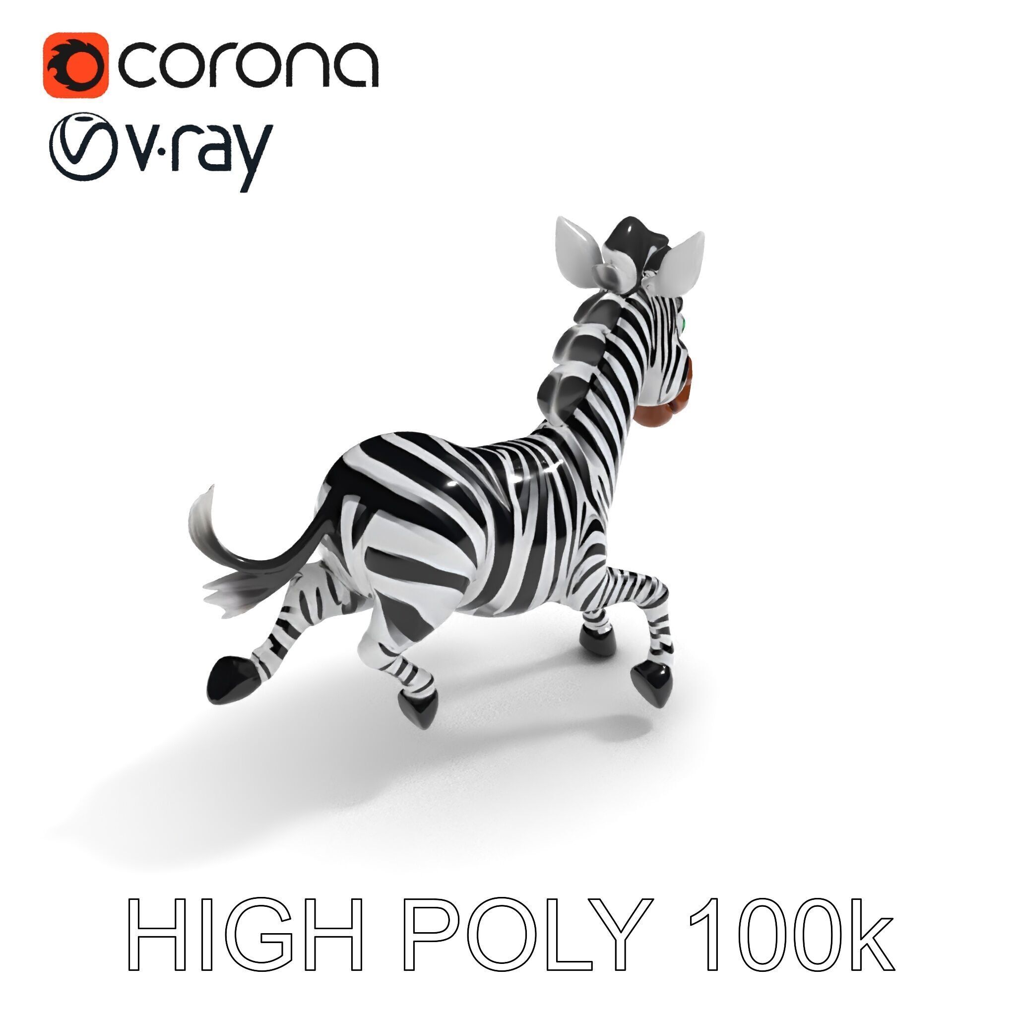 Cartoon Zebra Model Pack with Detailed Textures Low-poly 3D model_15