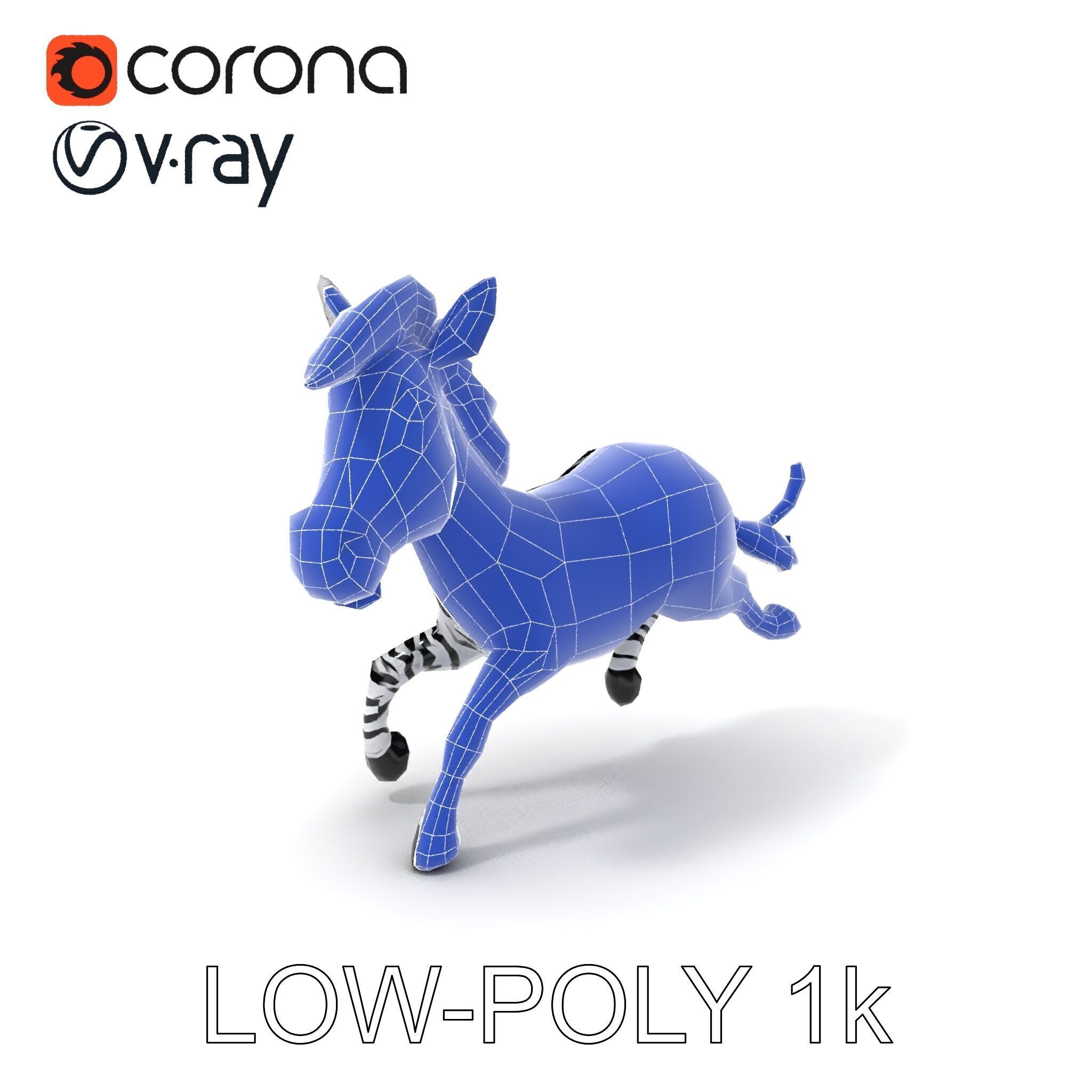 Cartoon Zebra Model Pack with Detailed Textures Low-poly 3D model_11