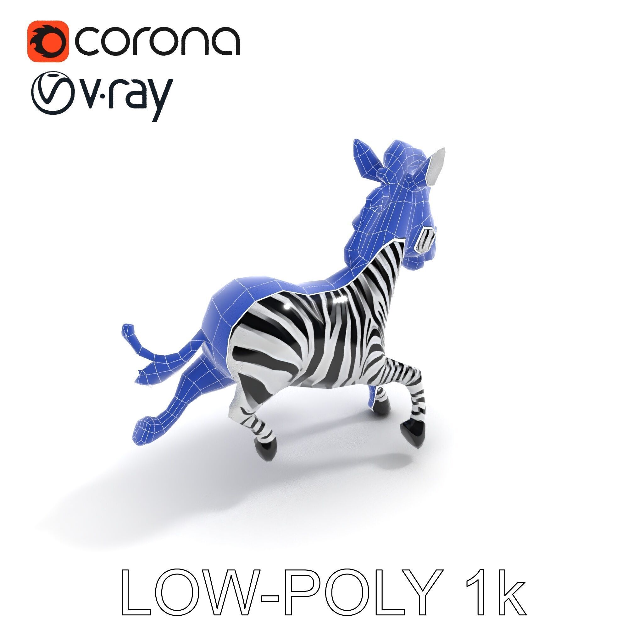 Cartoon Zebra Model Pack with Detailed Textures Low-poly 3D model_19
