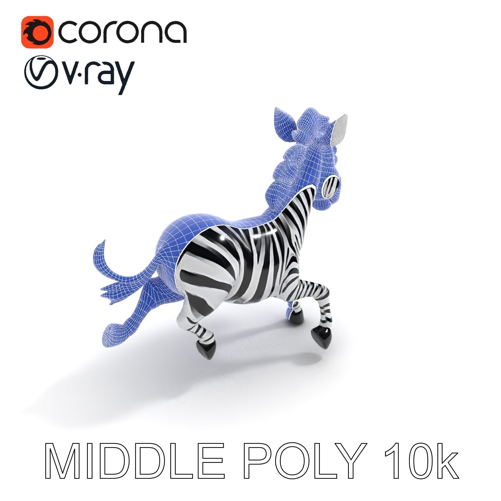 Cartoon Zebra Model Pack with Detailed Textures Low-poly 3D model_29