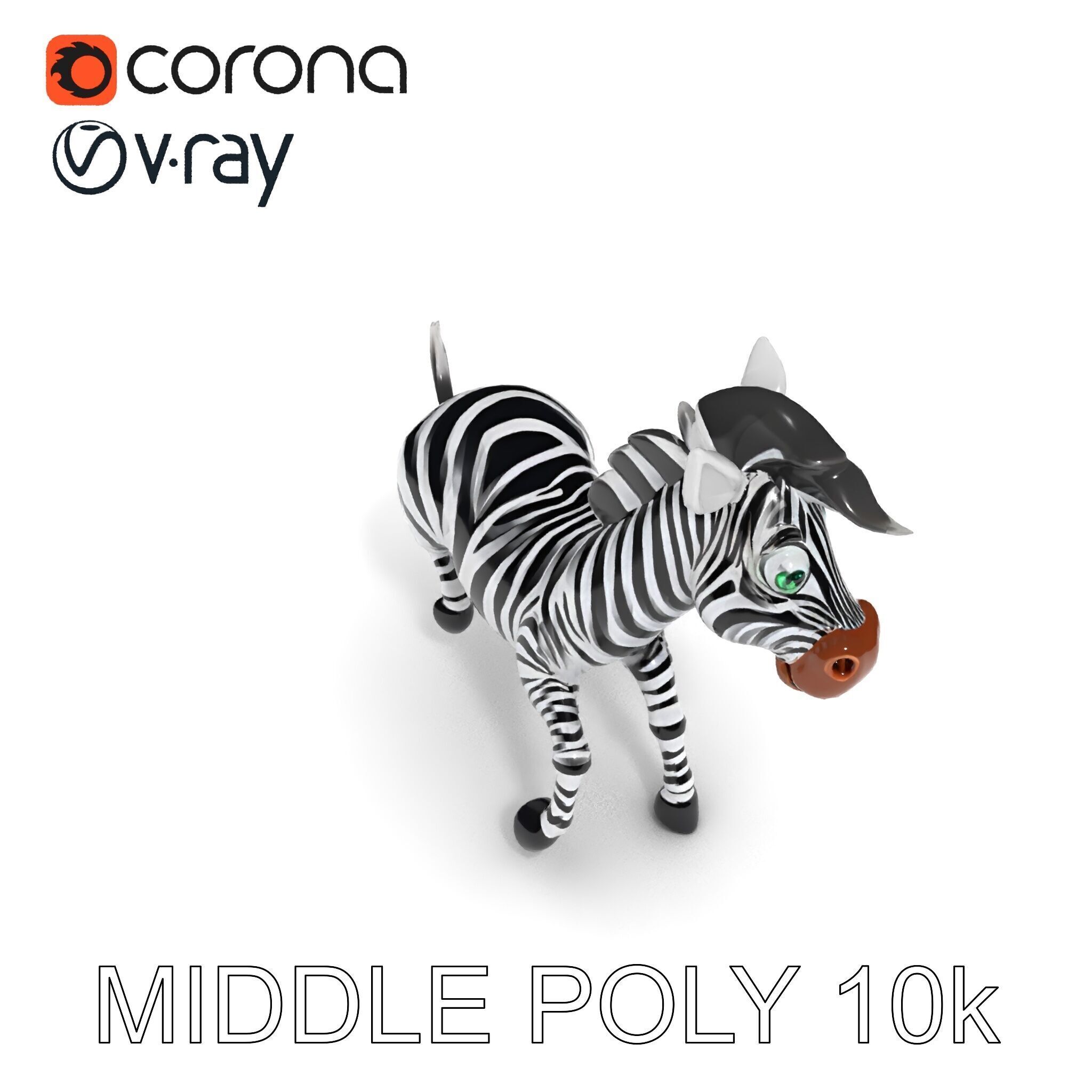 Cartoon Zebra Model Pack with Detailed Textures Low-poly 3D model_6