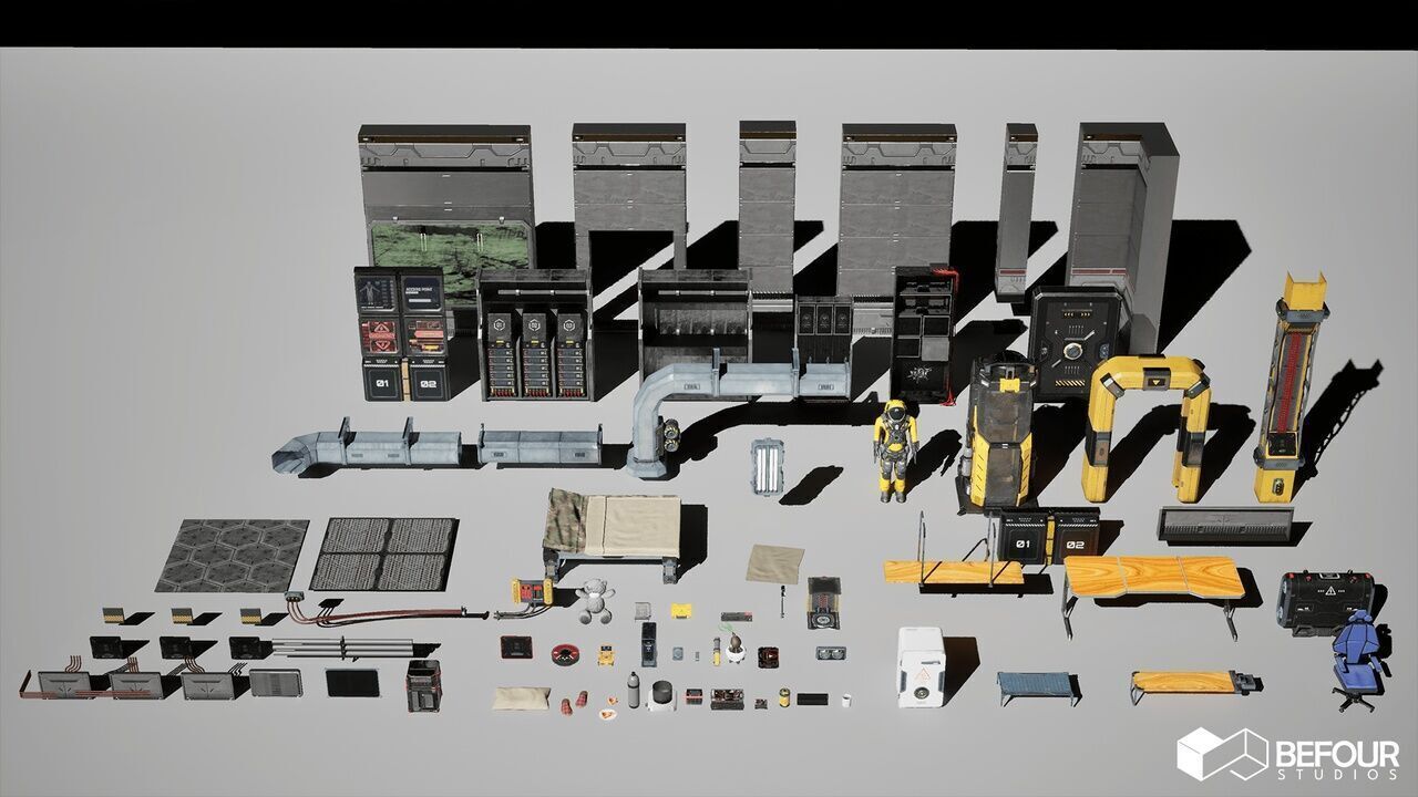 SciFi Engineers Room Environment Low-poly 3D model_13