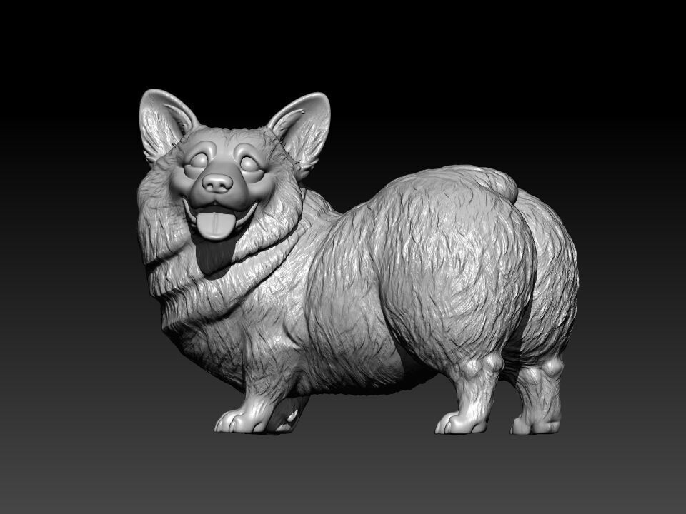 Welsh Corgi dog staute - tailless corgi dog model - 3D print 3D print model_1