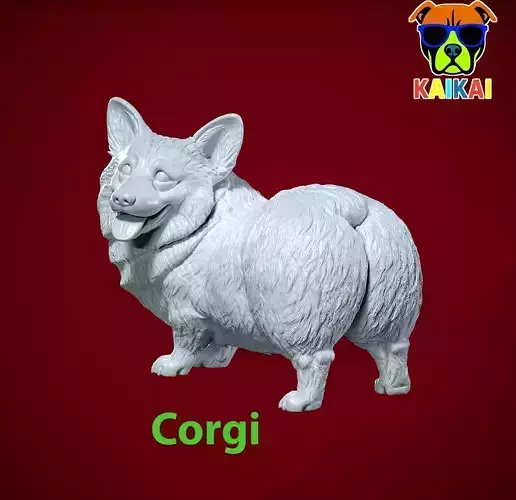 Welsh Corgi dog staute - tailless corgi dog model - 3D print