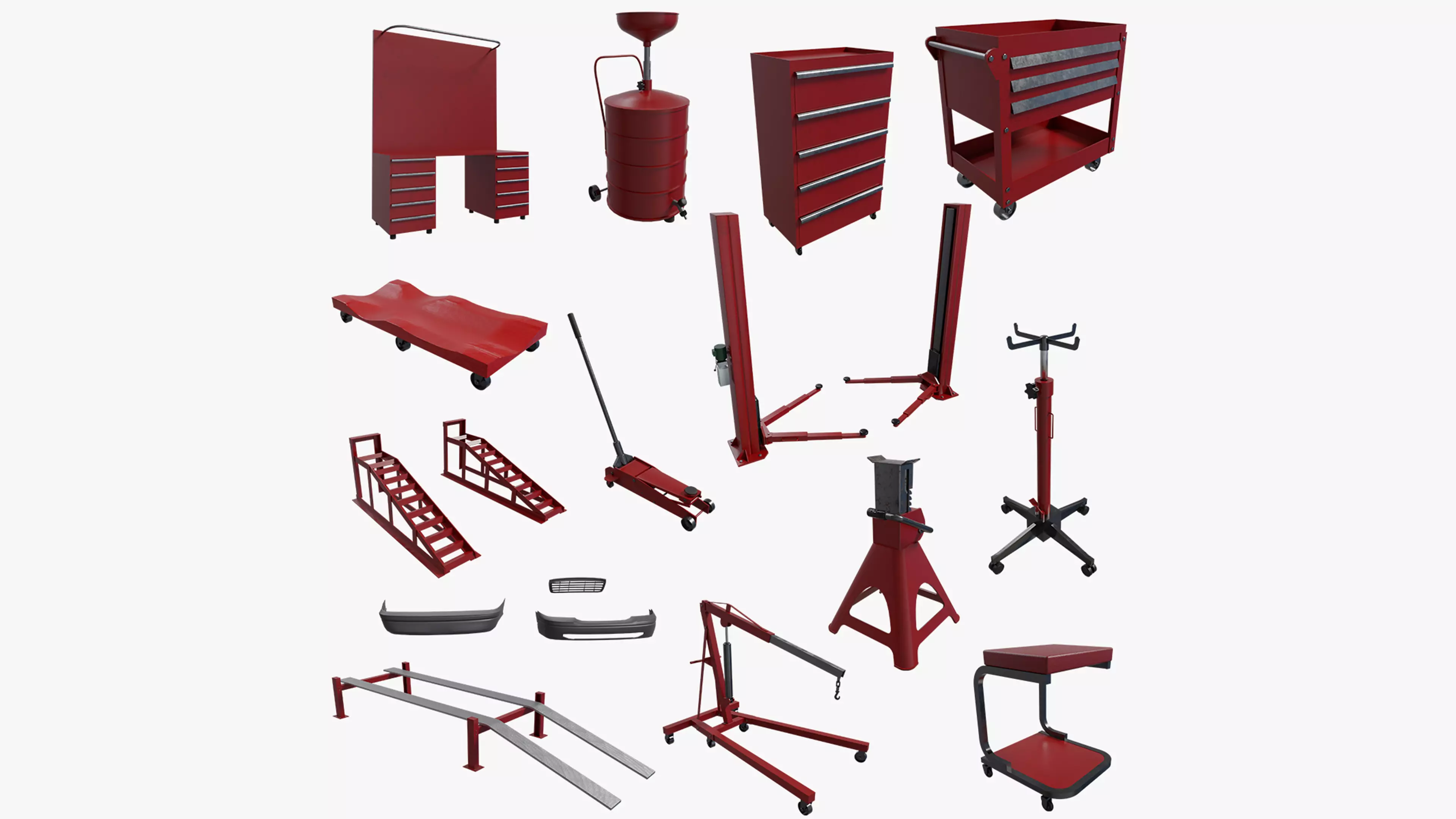 Car Service Equipment Pack Low-poly 3D model_0