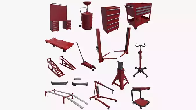 Car Service Equipment Pack Low-poly 3D model