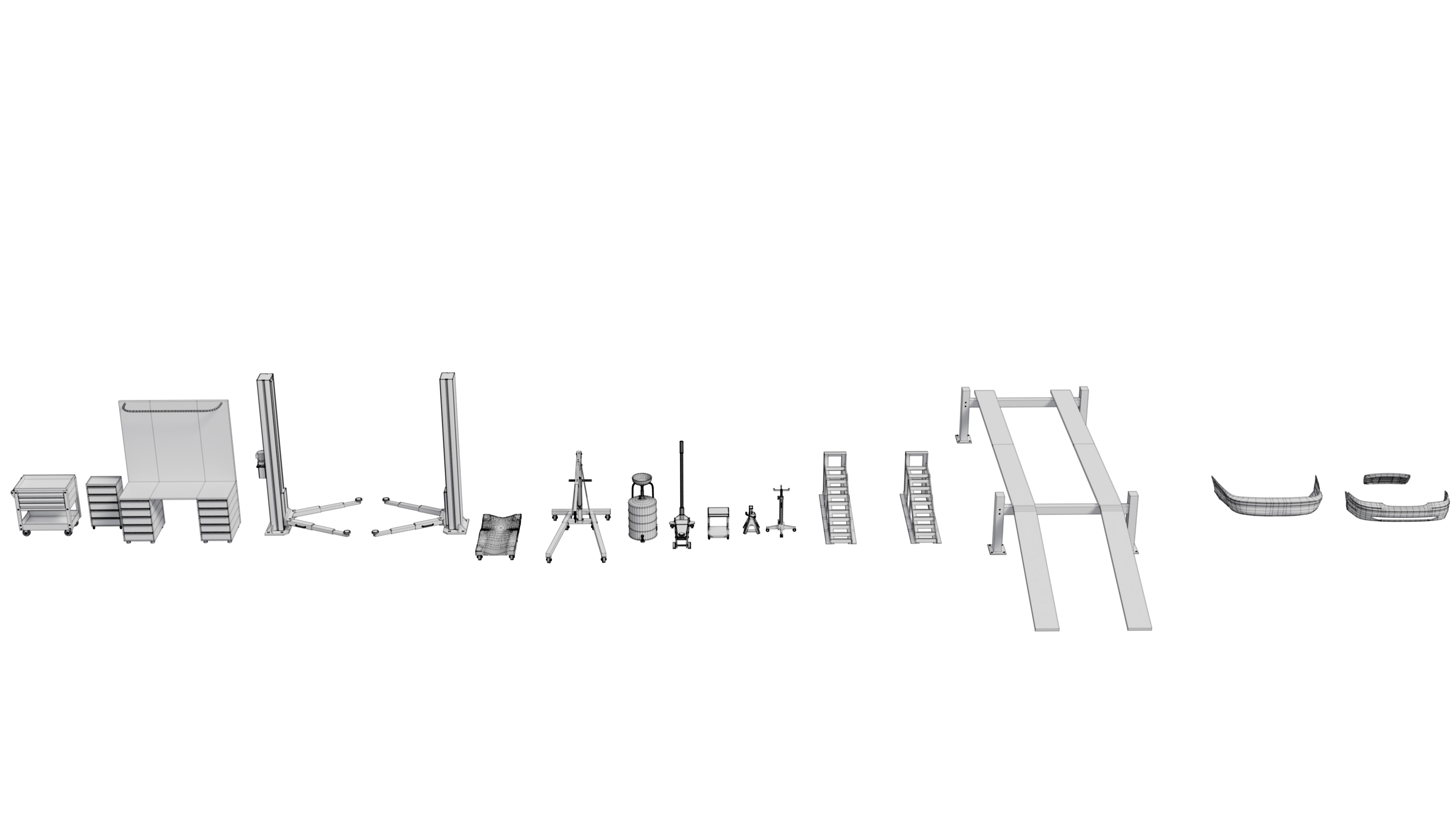 Car Service Equipment Pack Low-poly 3D model_16