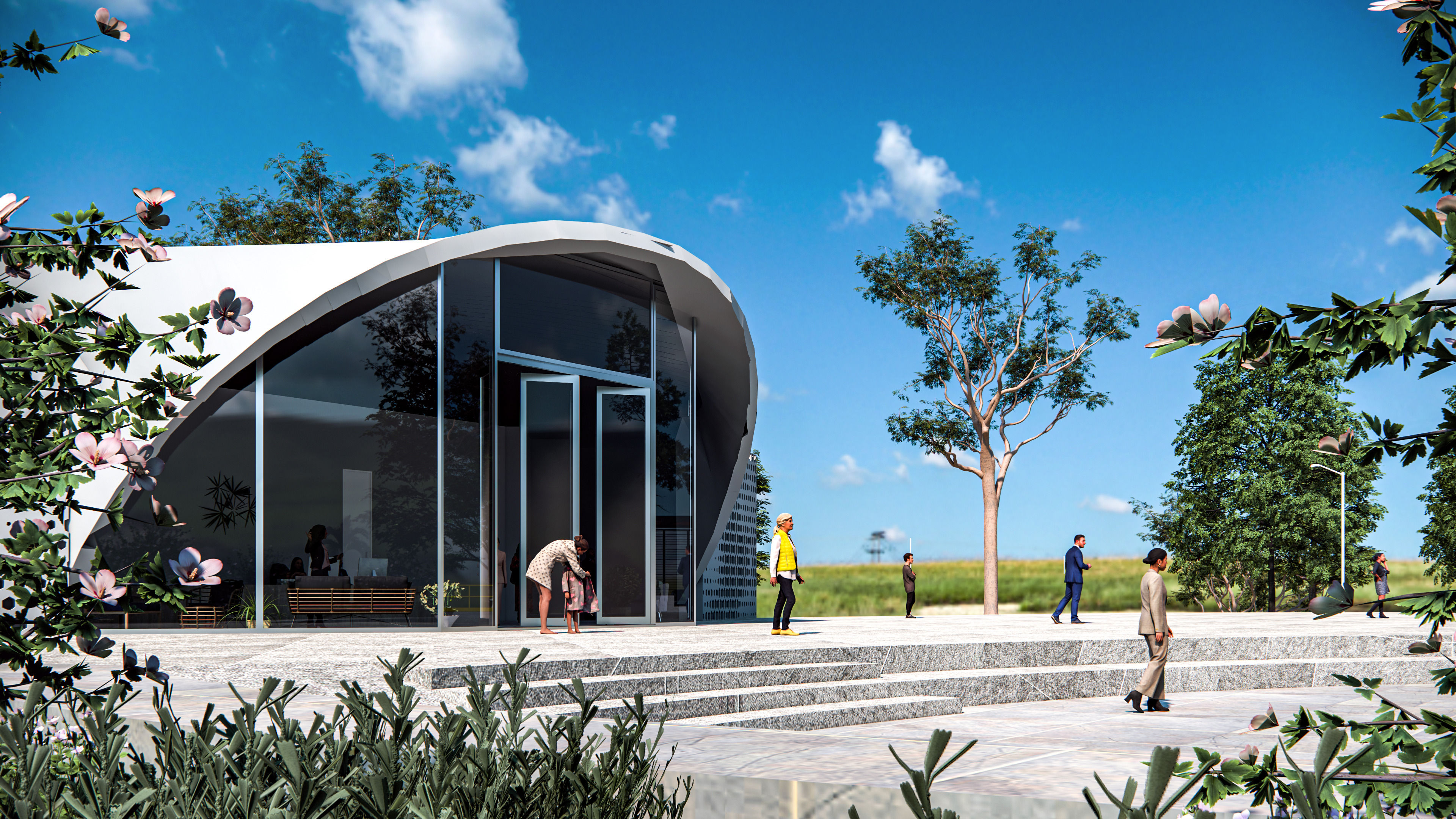 Auditorium interior and exterior 3D model_1