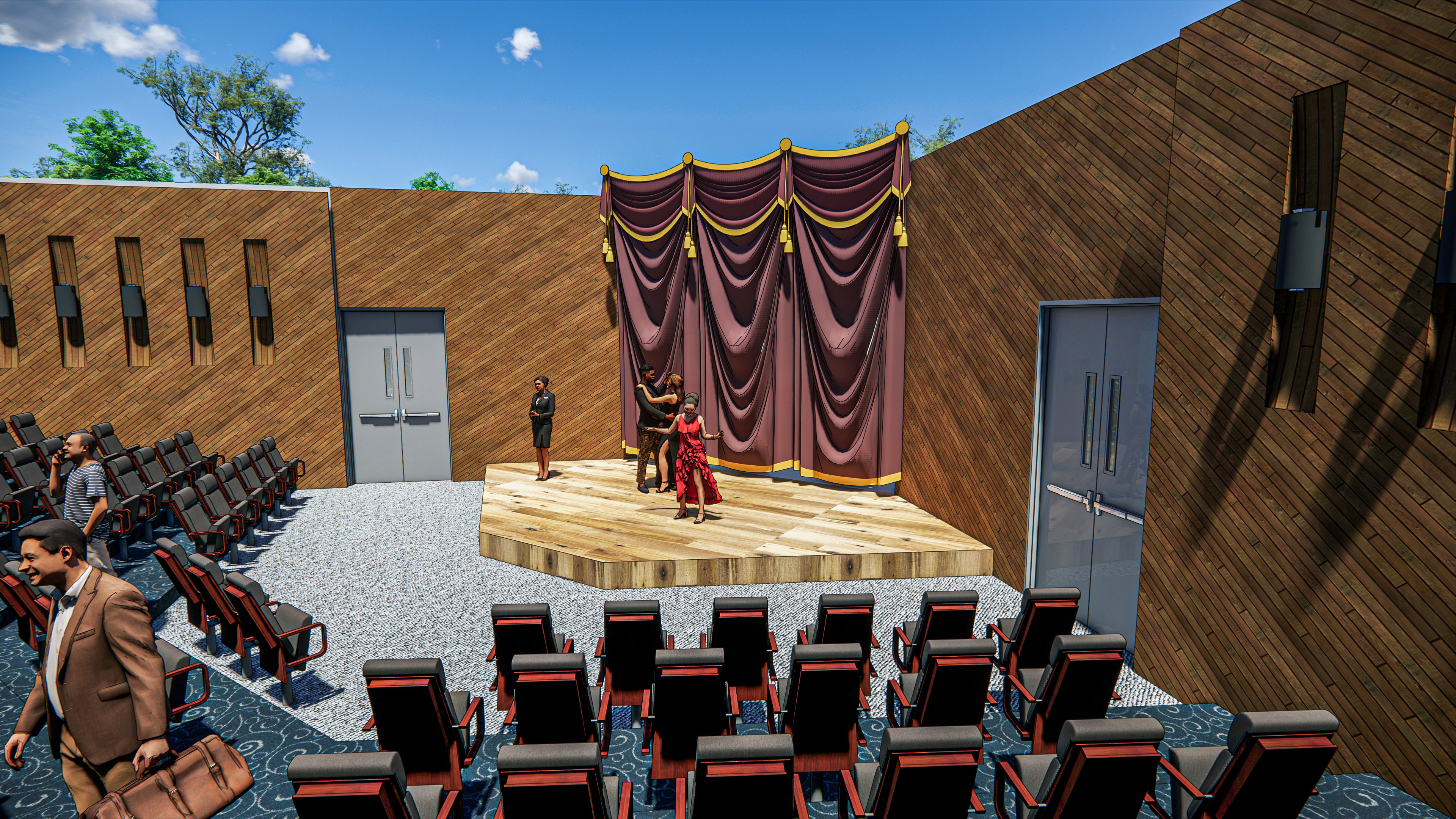 Auditorium interior and exterior 3D model_7