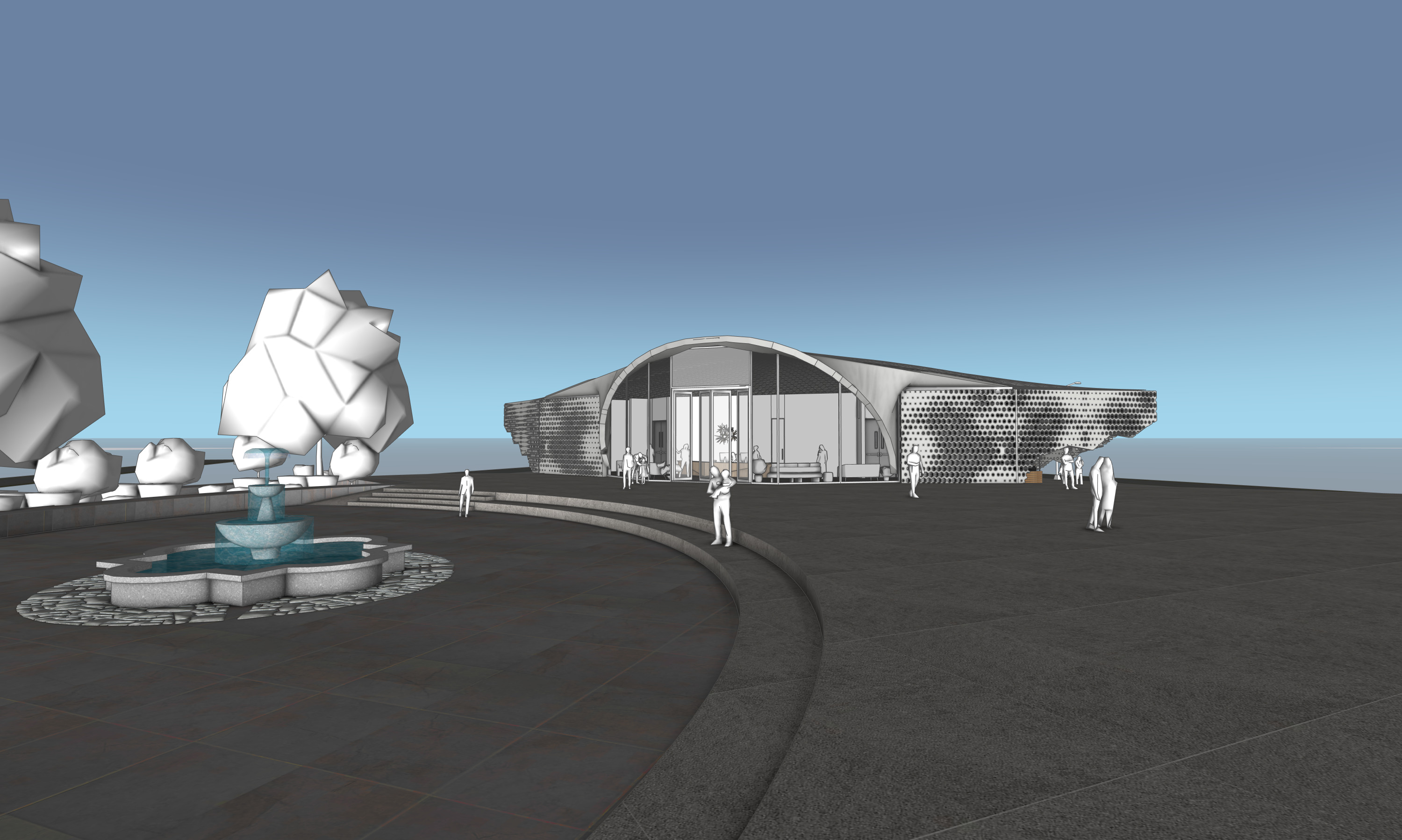 Auditorium interior and exterior 3D model_24