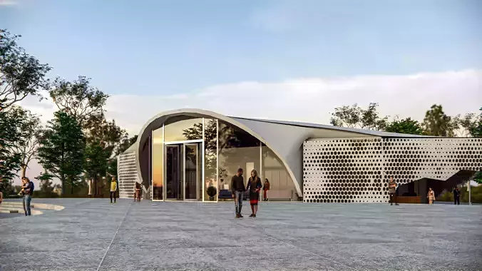 Auditorium interior and exterior 3D model