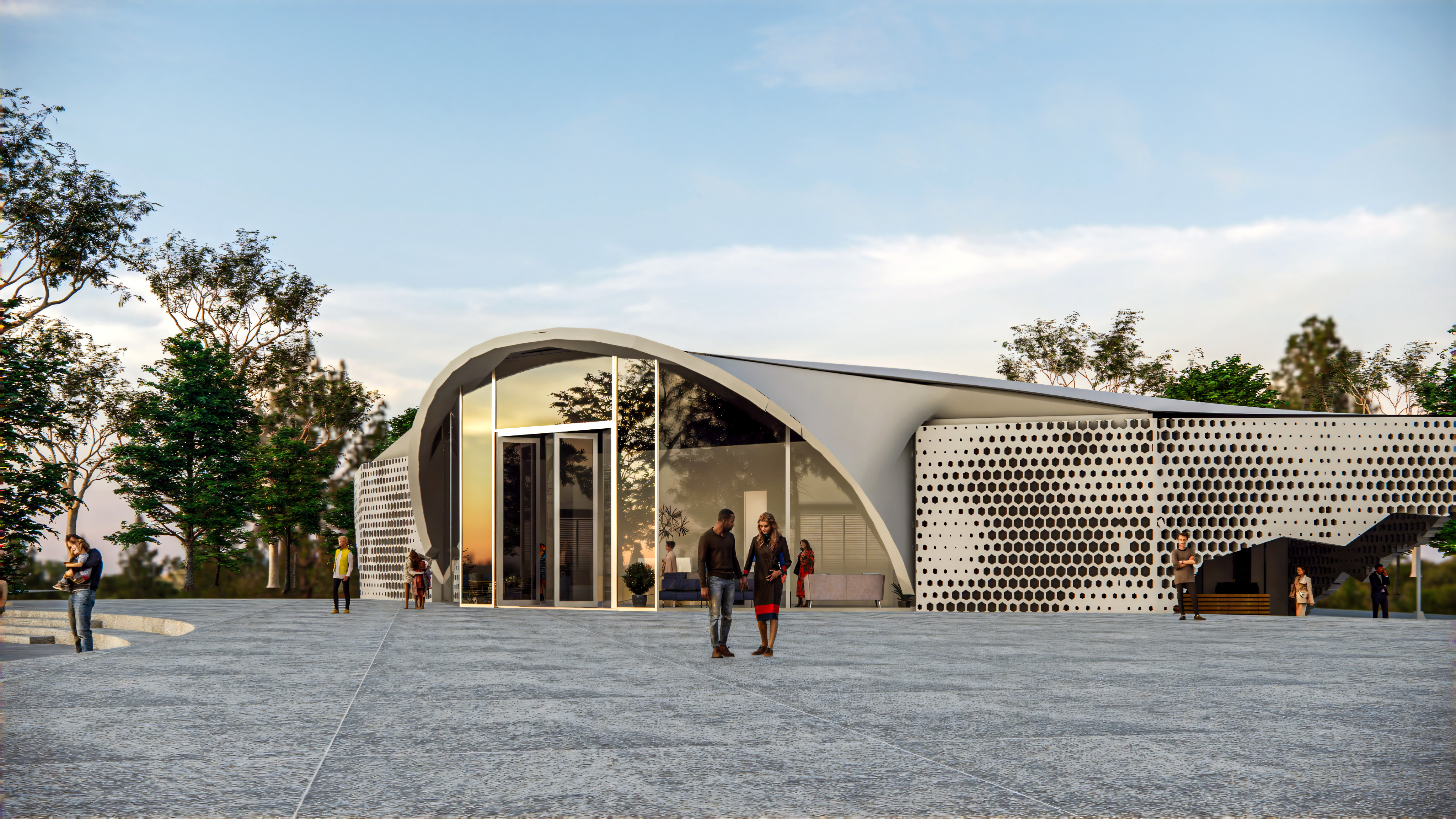 Auditorium interior and exterior 3D model_0