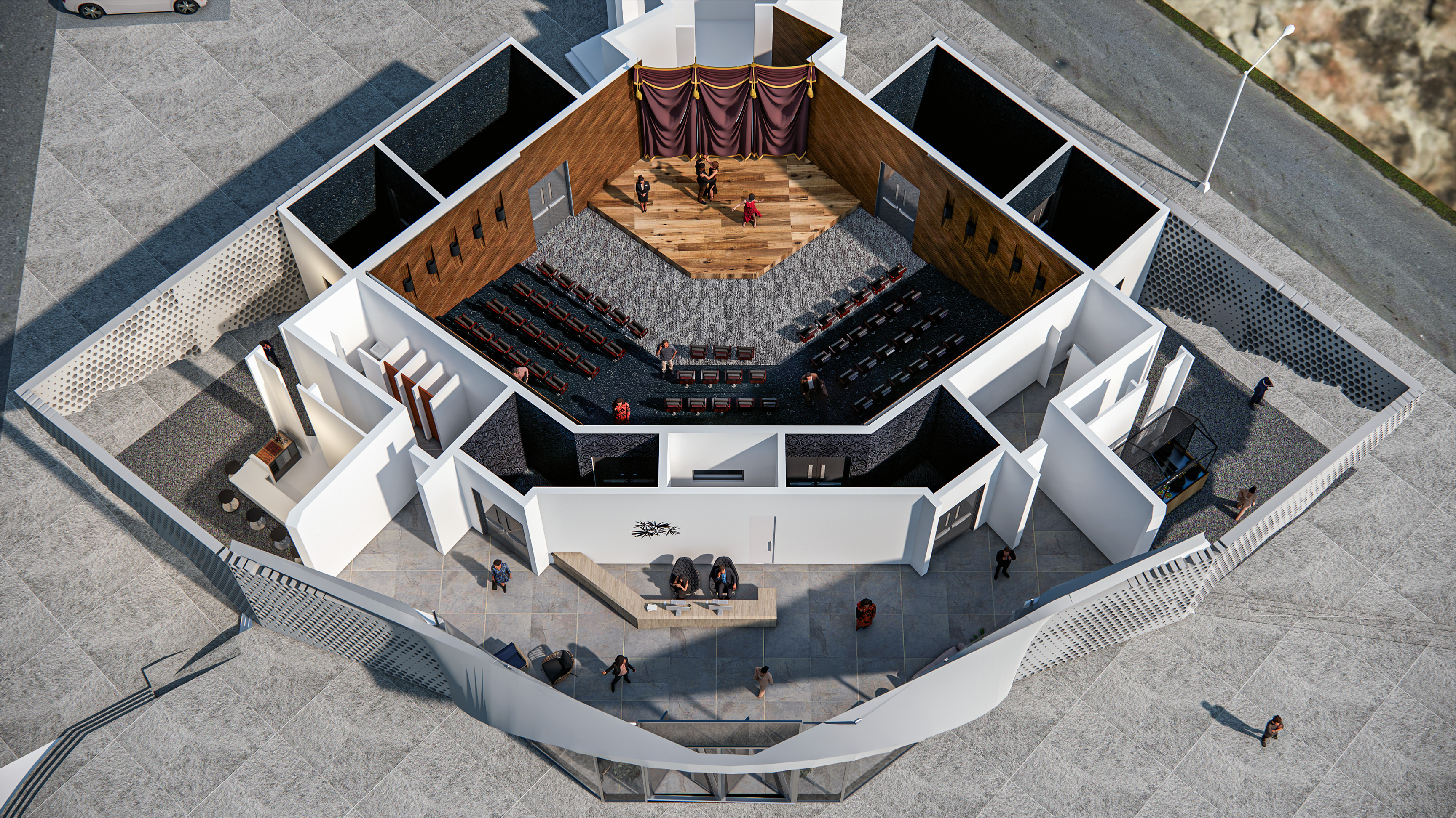 Auditorium interior and exterior 3D model_17
