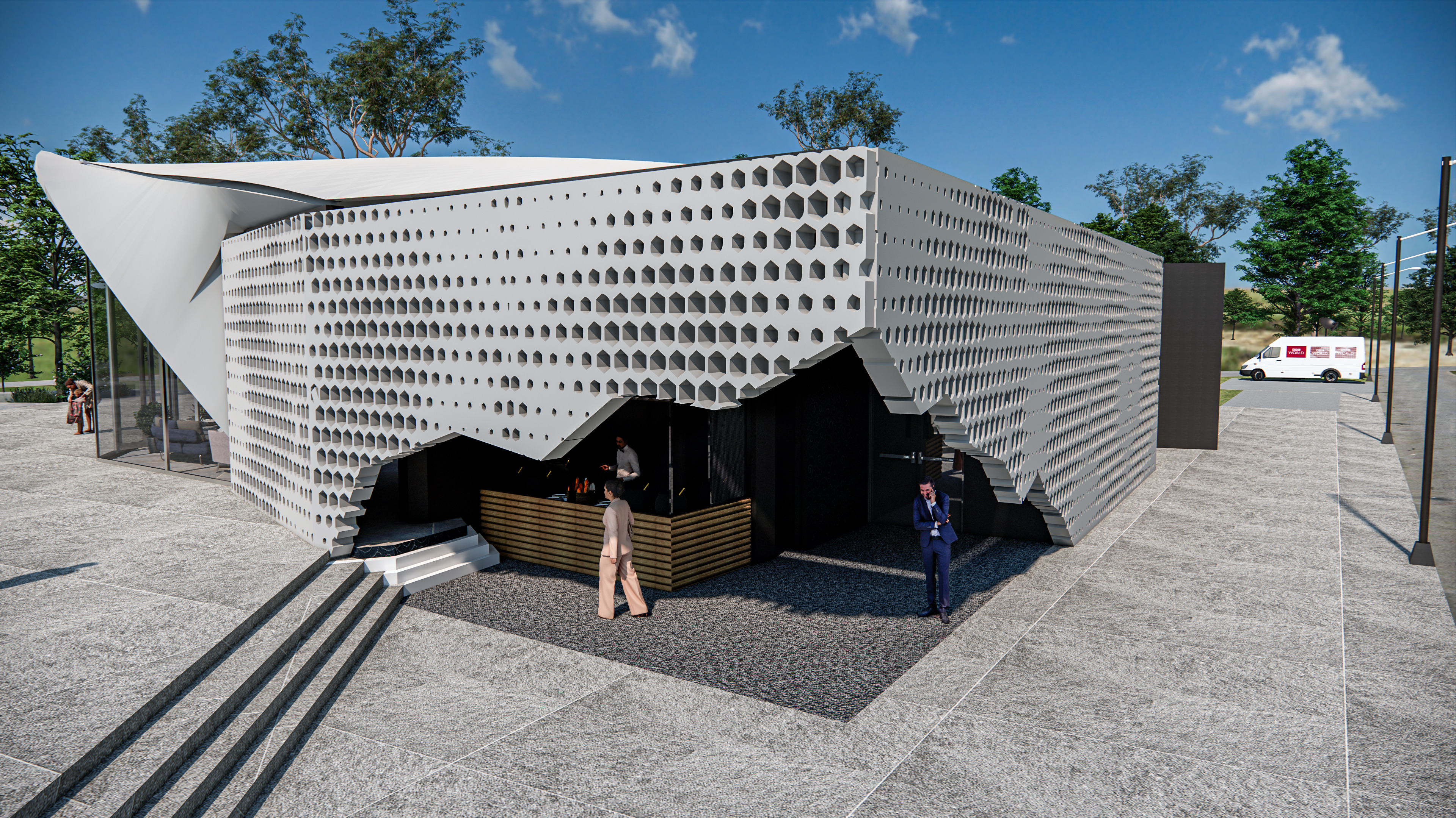 Auditorium interior and exterior 3D model_19