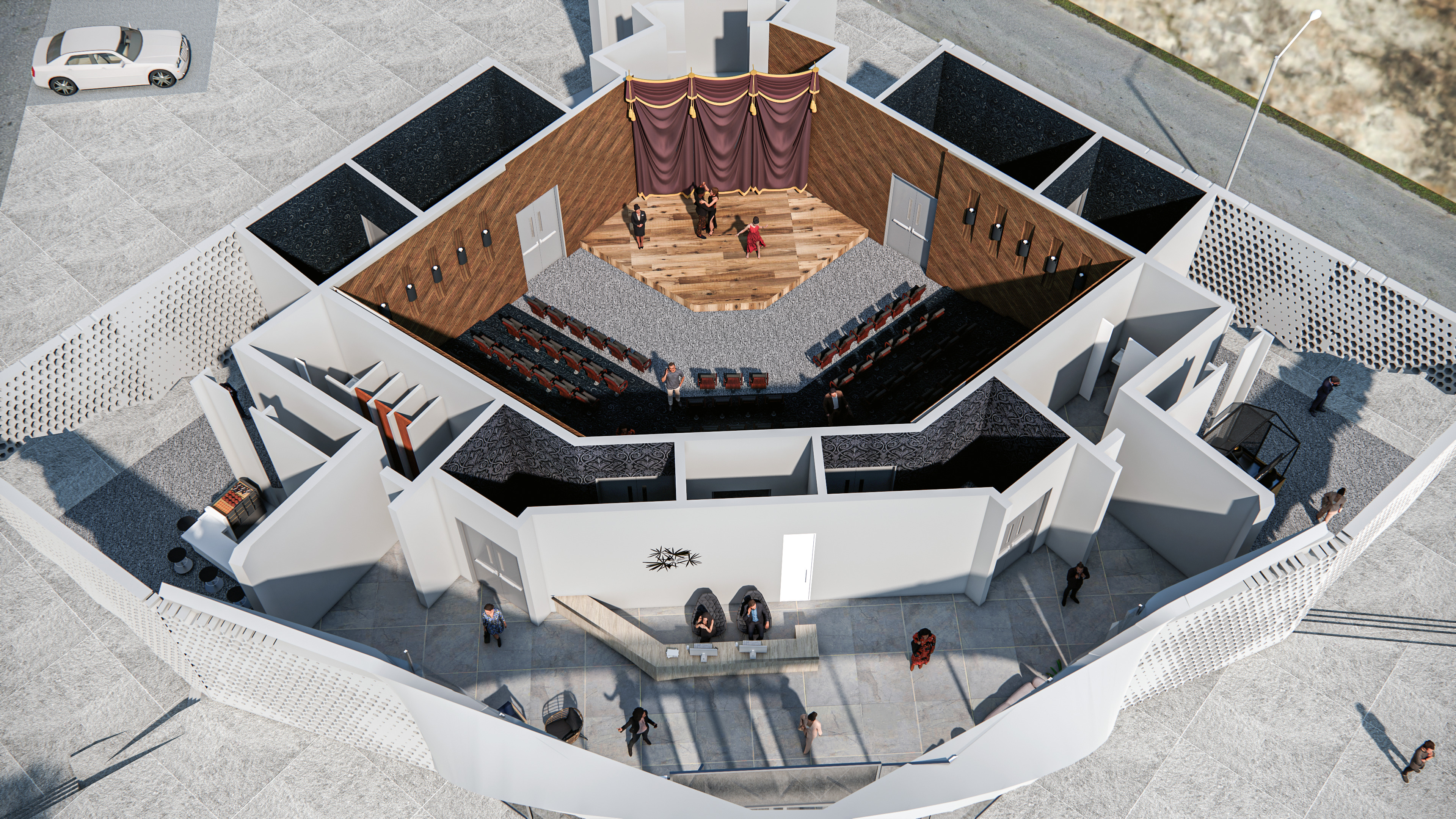 Auditorium interior and exterior 3D model_12