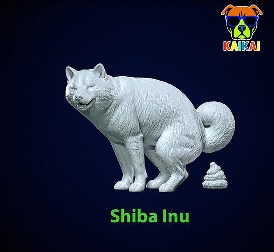 Shiba Inu dog model - Small Japanese dog statue - 3D print 3D print model