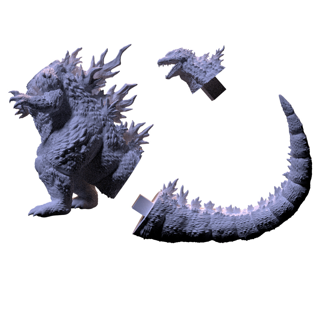 Godzilla 2000 3 pieces 3d print 3D print model_17