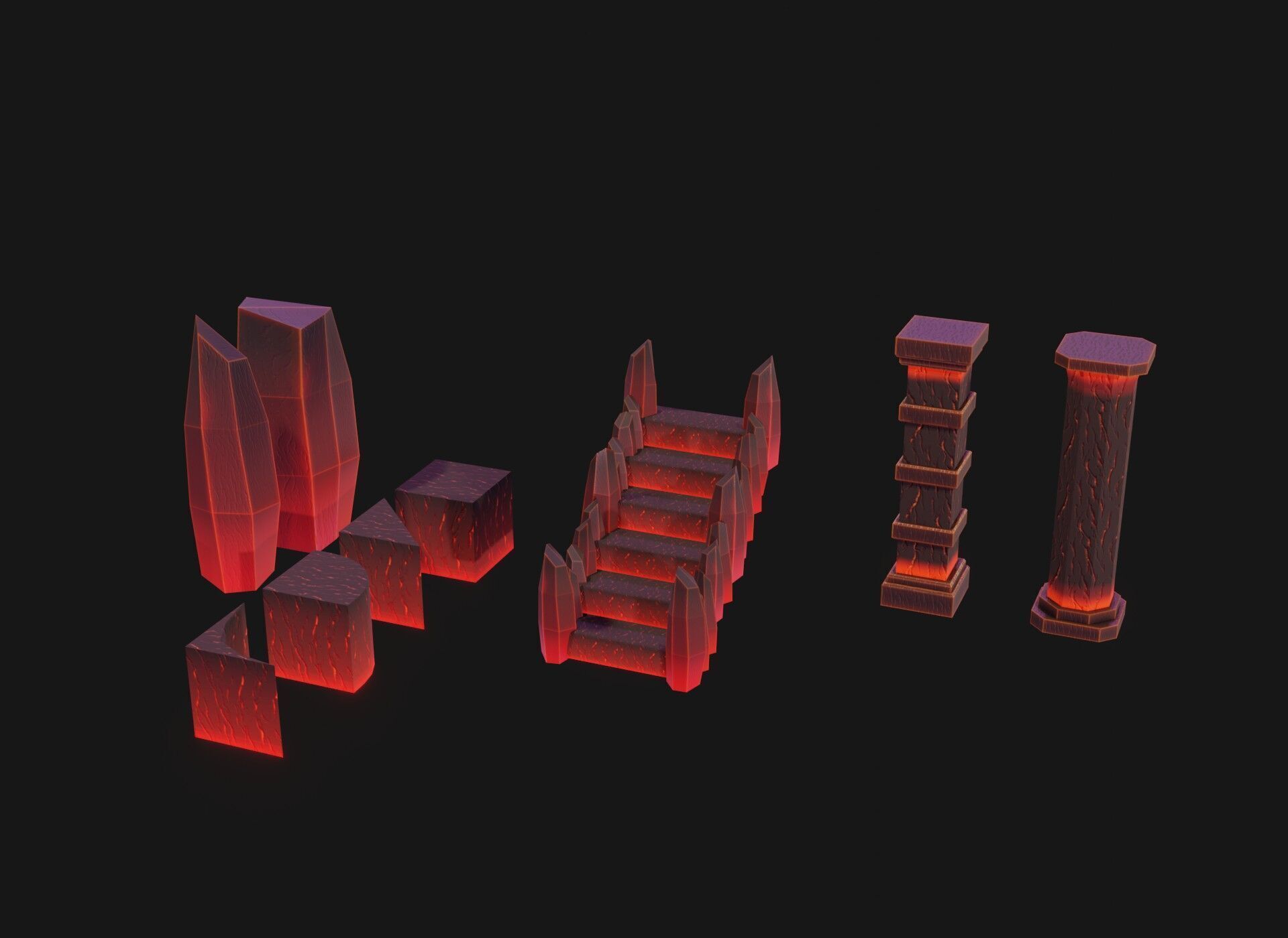 Modular Stylized Dungeon Kit Low-poly 3D Model Low-poly 3D model_9