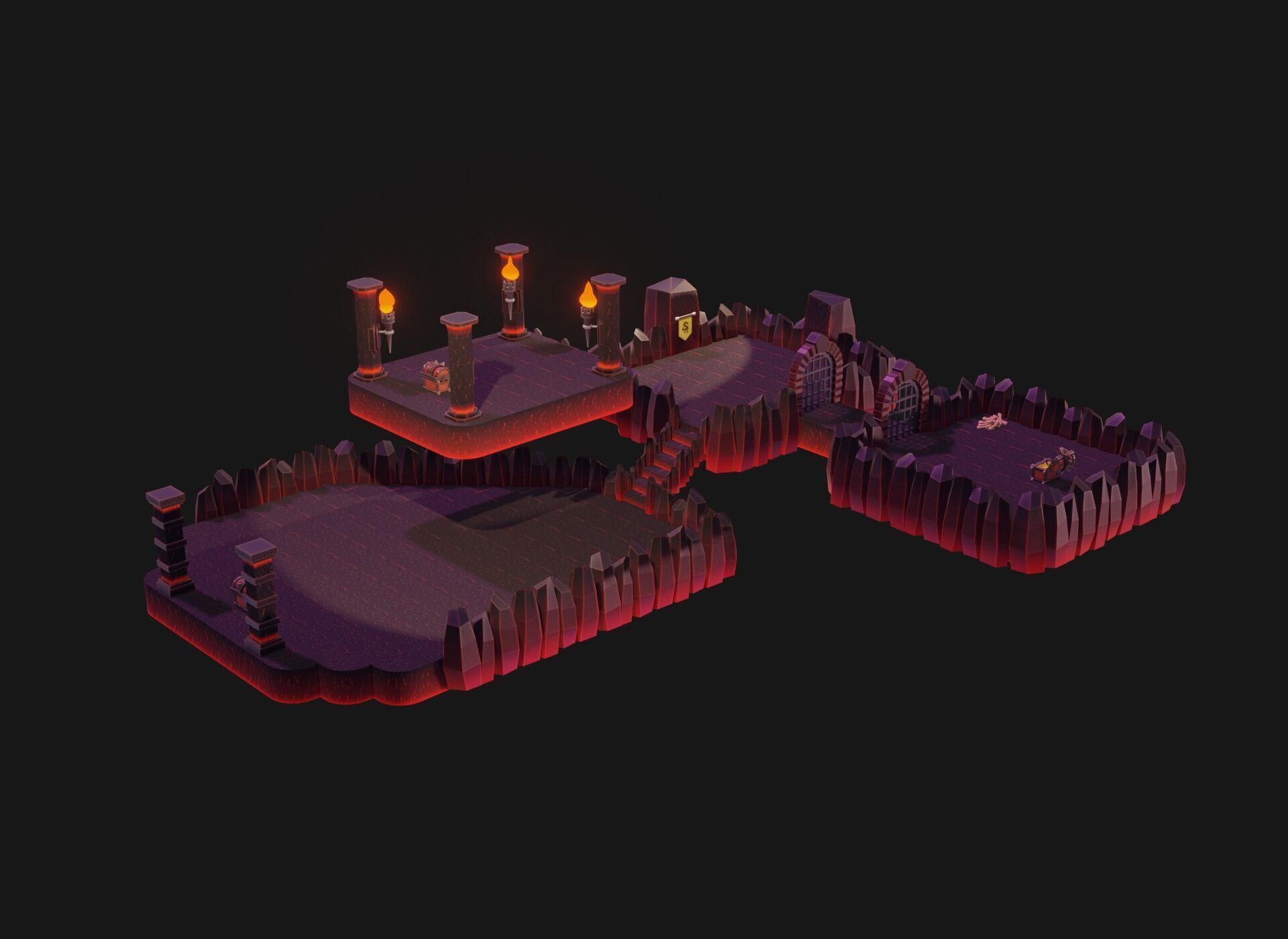 Modular Stylized Dungeon Kit Low-poly 3D Model Low-poly 3D model_27