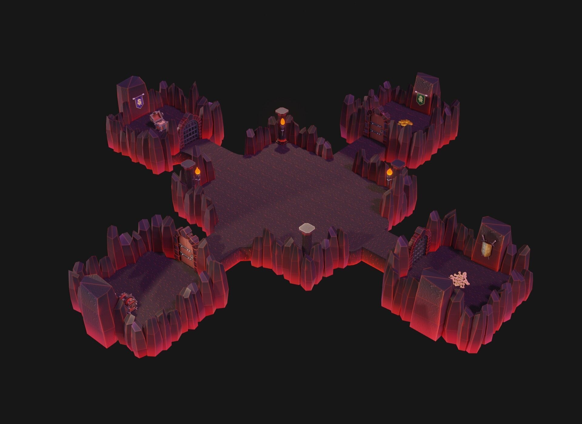 Modular Stylized Dungeon Kit Low-poly 3D Model Low-poly 3D model_20