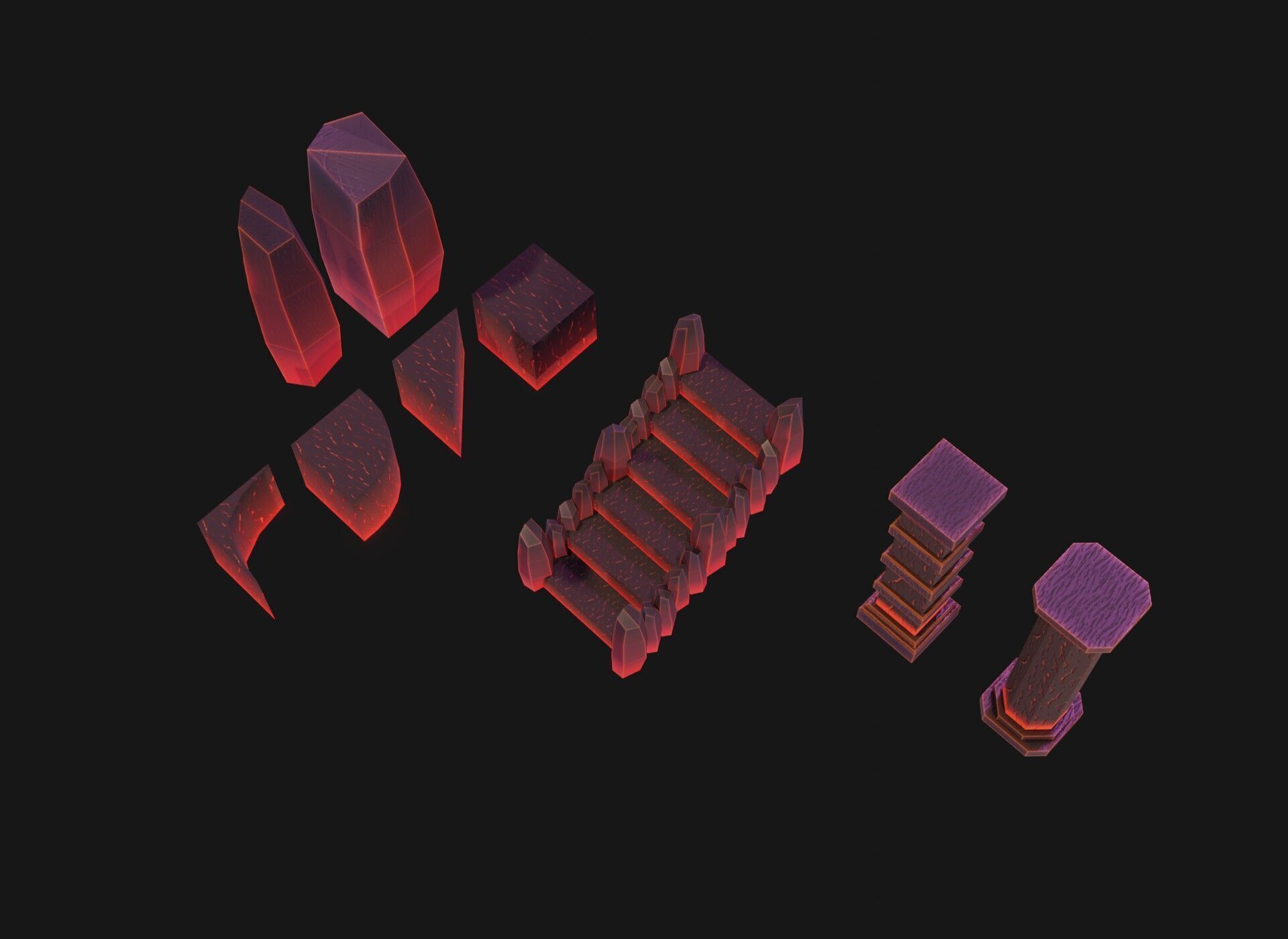 Modular Stylized Dungeon Kit Low-poly 3D Model Low-poly 3D model_10