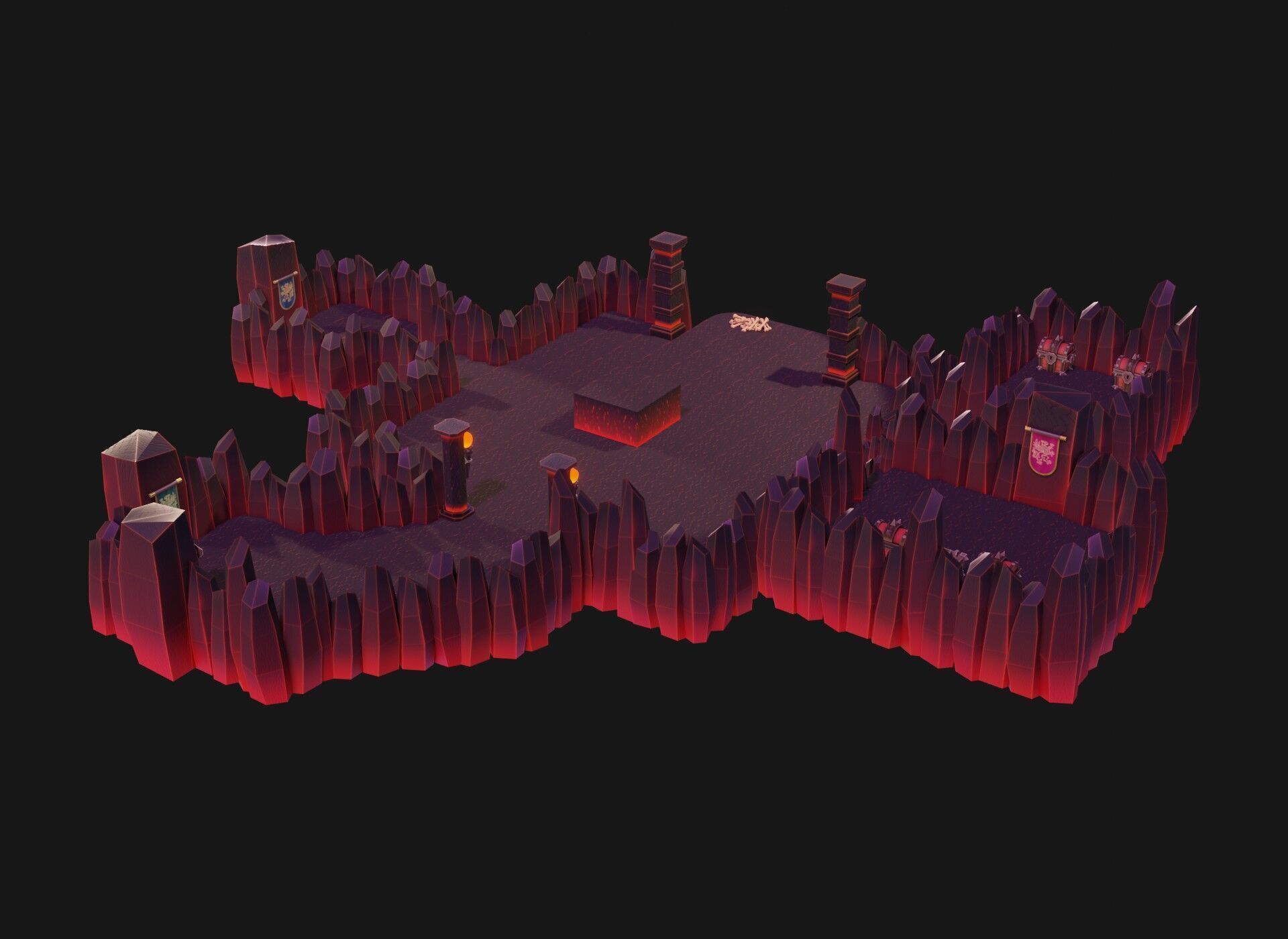 Modular Stylized Dungeon Kit Low-poly 3D Model Low-poly 3D model_23