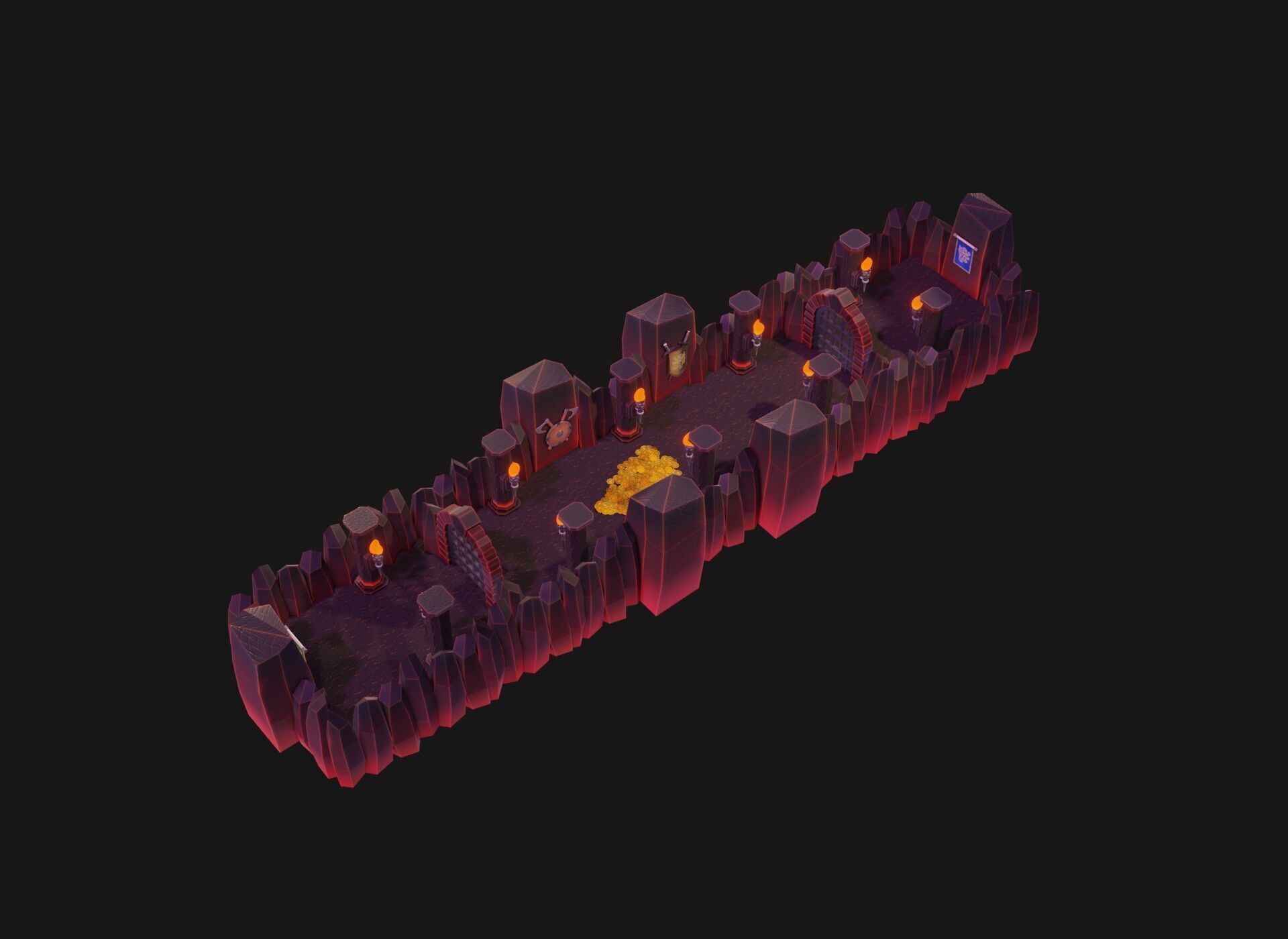Modular Stylized Dungeon Kit Low-poly 3D Model Low-poly 3D model_24