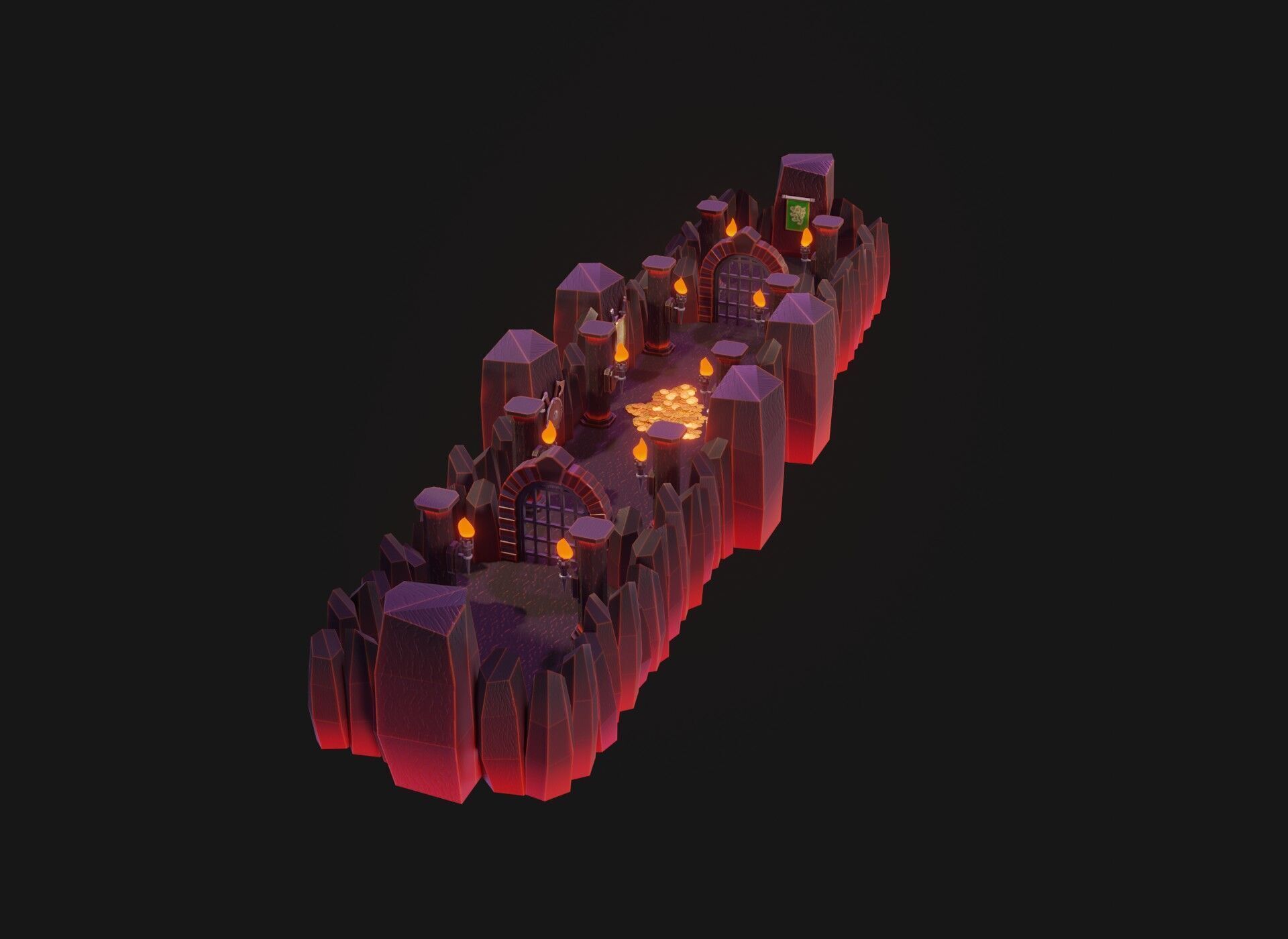 Modular Stylized Dungeon Kit Low-poly 3D Model Low-poly 3D model_25