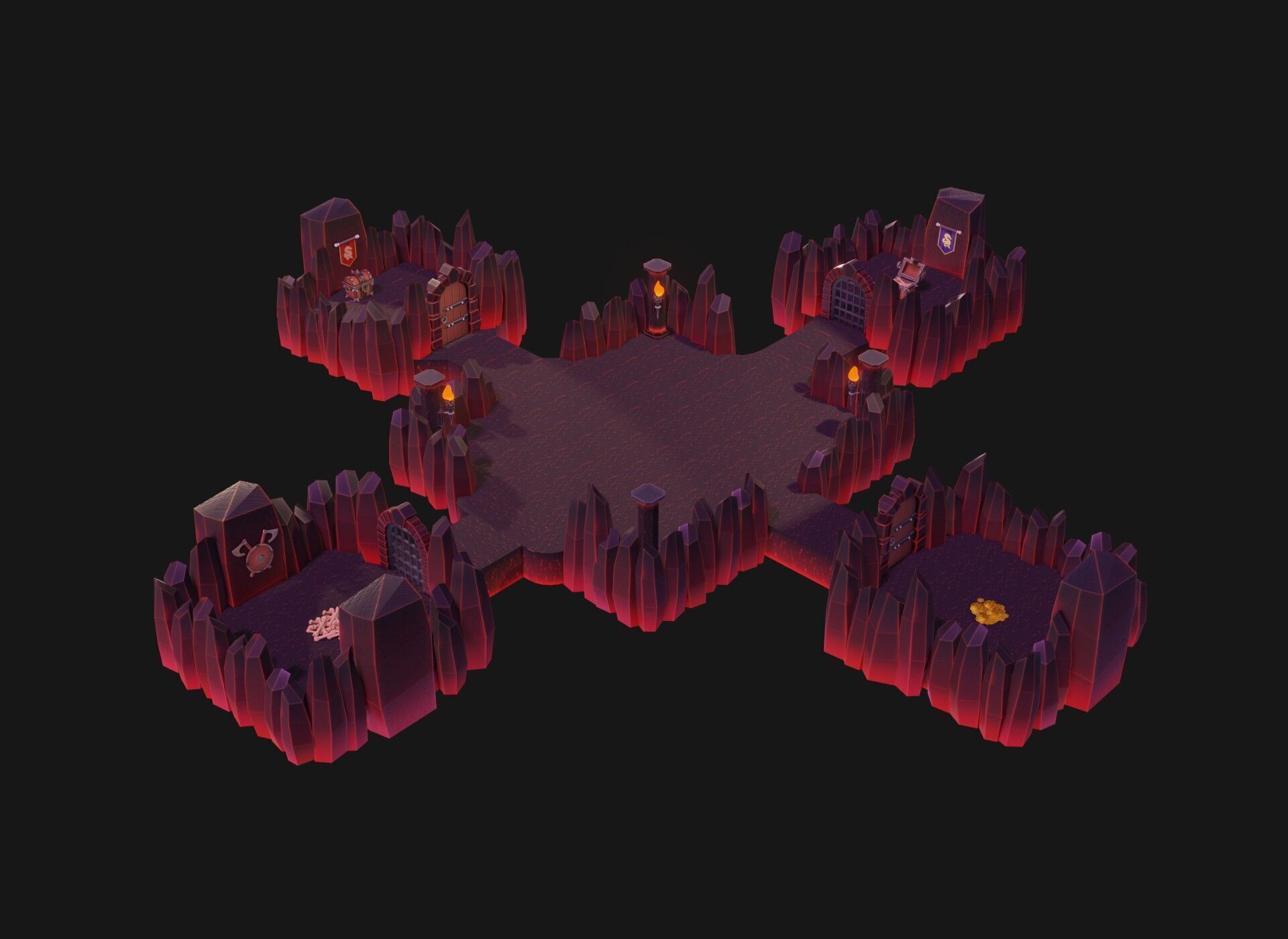 Modular Stylized Dungeon Kit Low-poly 3D Model Low-poly 3D model_5