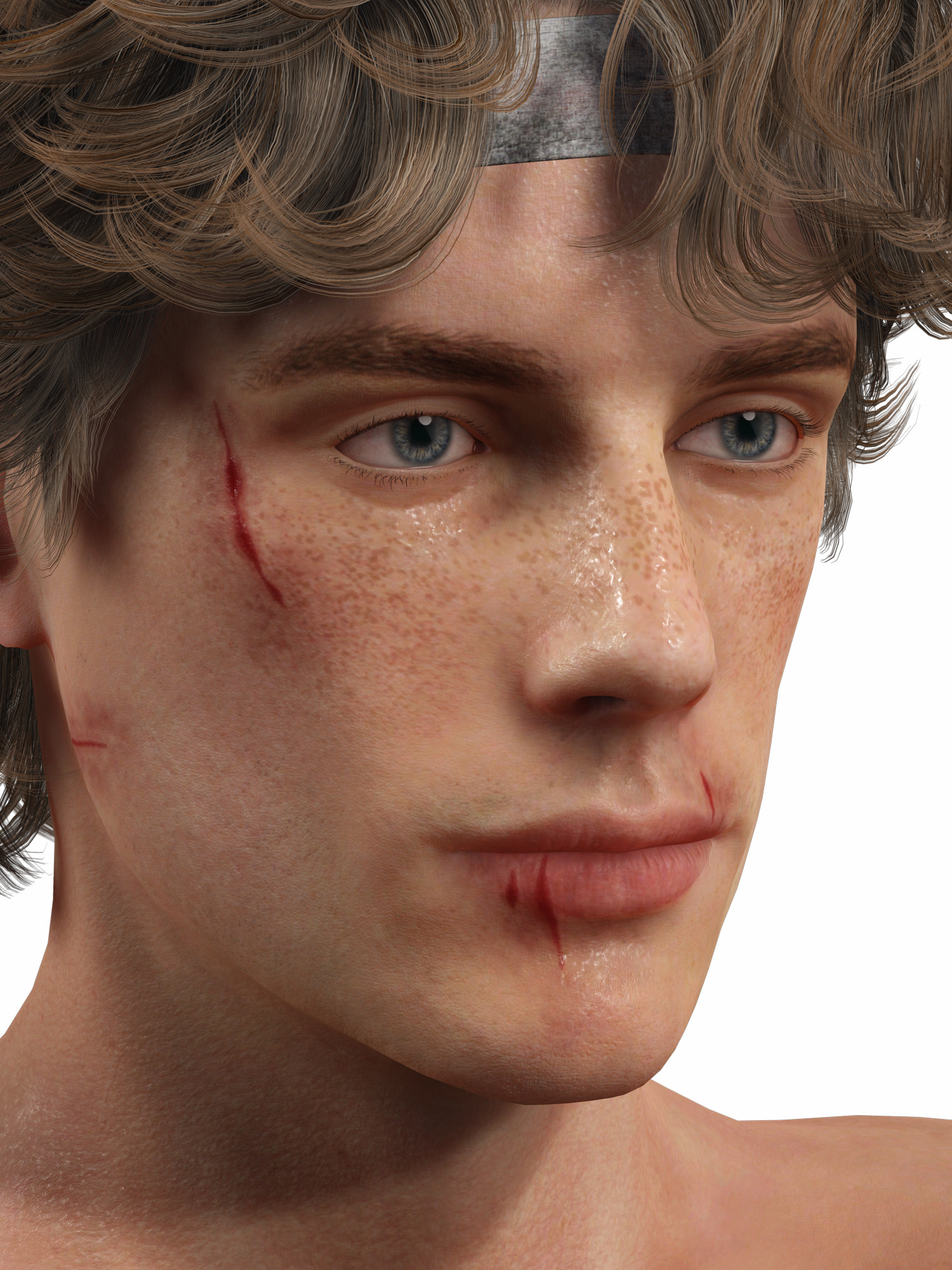 Realistic Male Fighter Battle-Ready Brawler with PBR Textures Low-poly 3D model_14