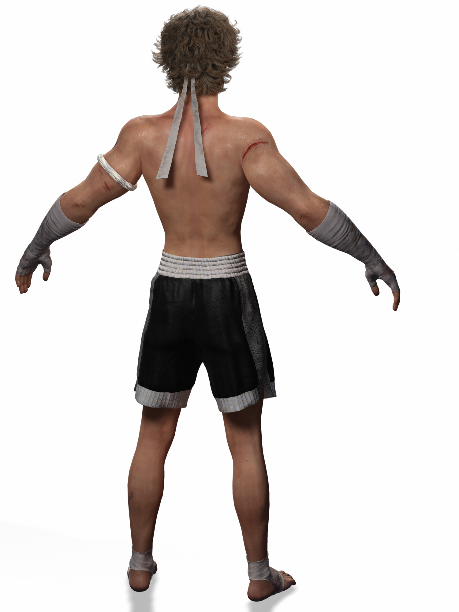 Realistic Male Fighter Battle-Ready Brawler with PBR Textures Low-poly 3D model_10